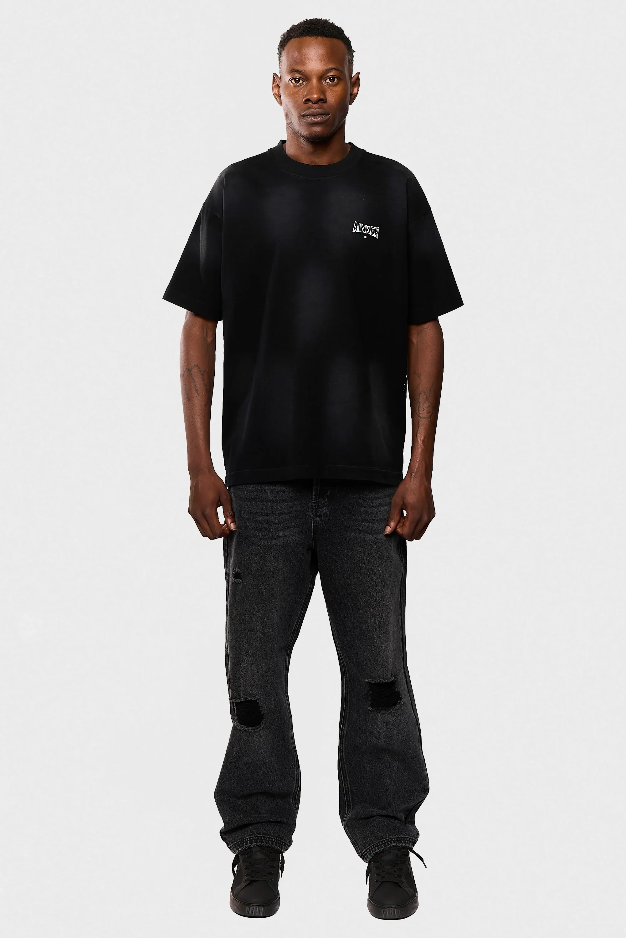 Ainker Cotton Wash 717 Black T-Shirt - Image 3