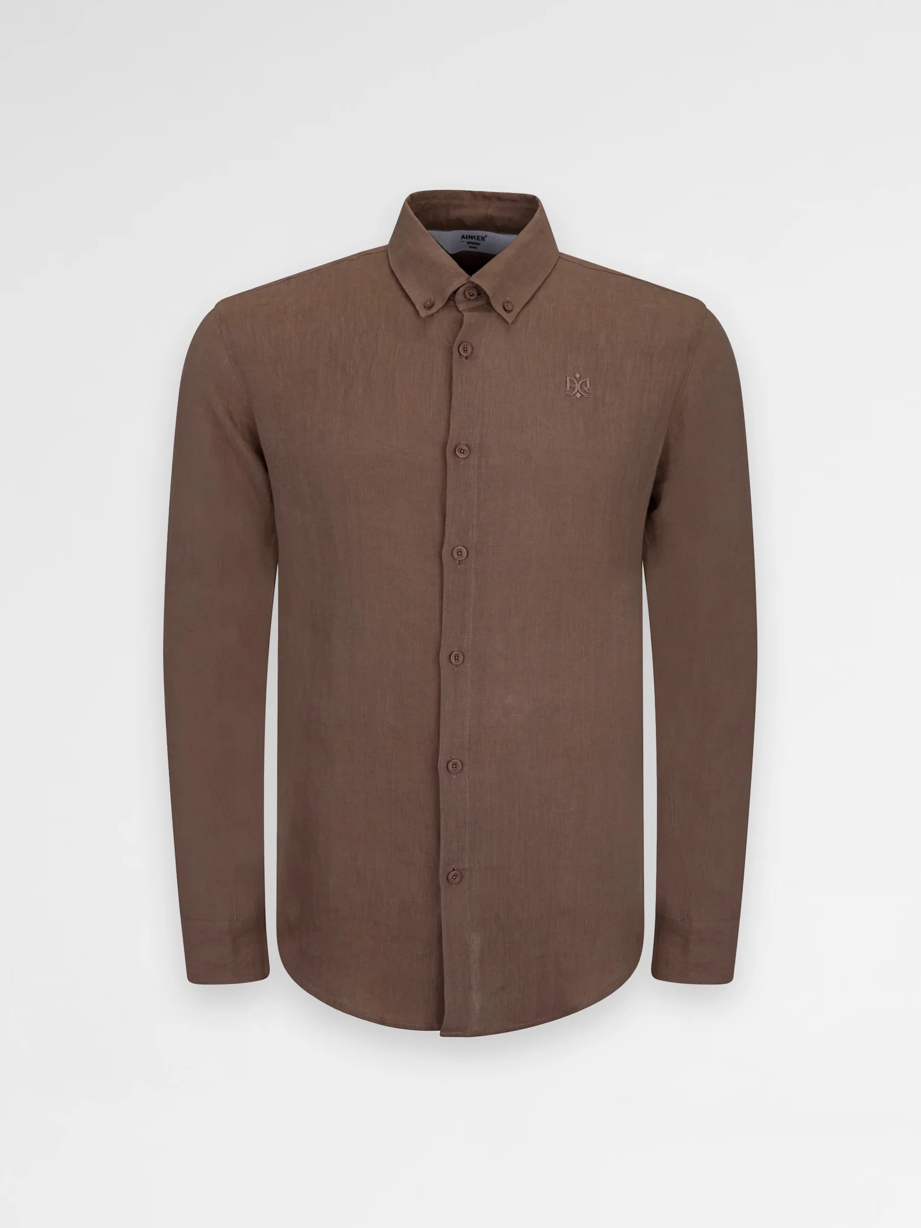 Ainker Linen Mocha 402 Button Shirt