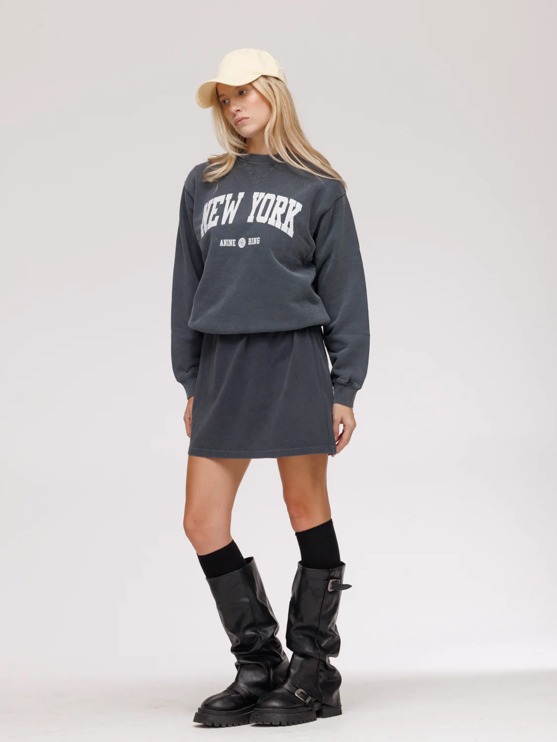 Anine Bing Ramona Sweatshirt University New York - Washed Black - Image 5