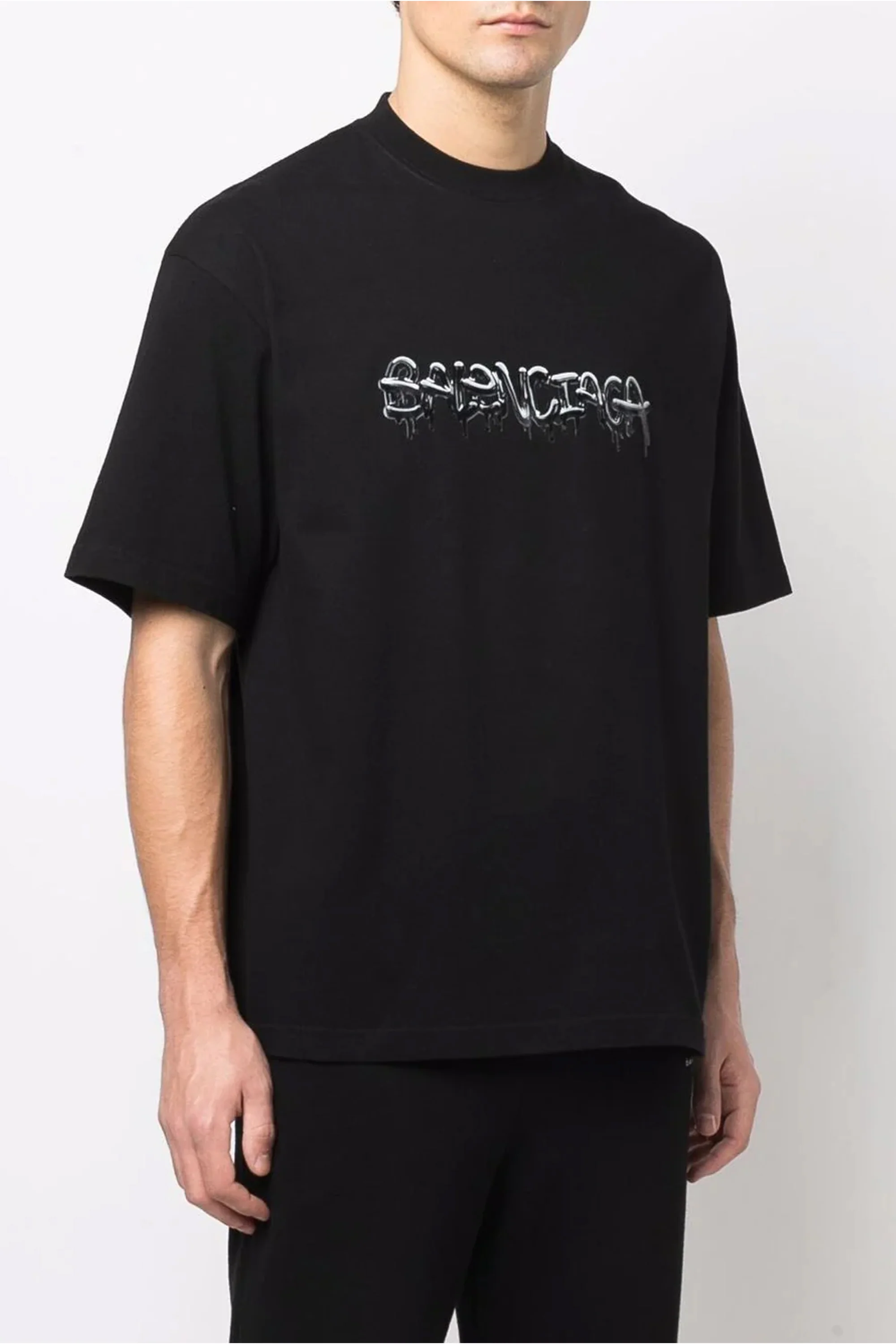 Balenciaga black graffiti-print cotton T-shirt - Image 3