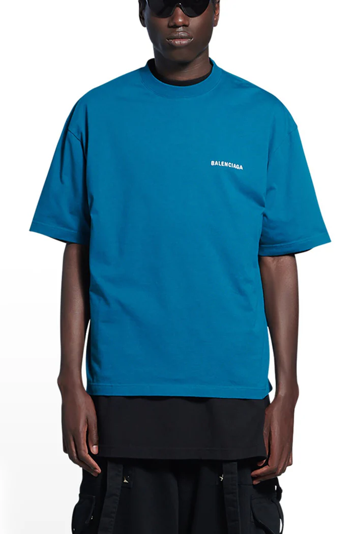 Balenciaga Blue logo cotton T-shirt - Image 2