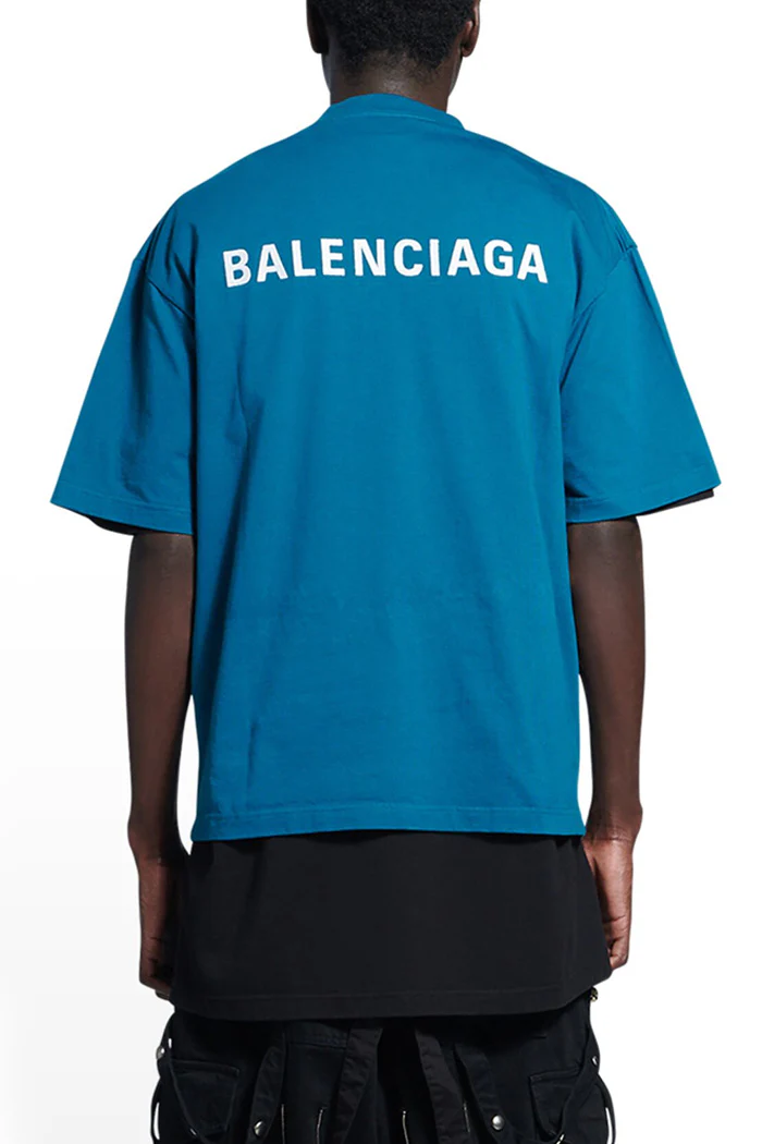Balenciaga Blue logo cotton T-shirt - Image 3