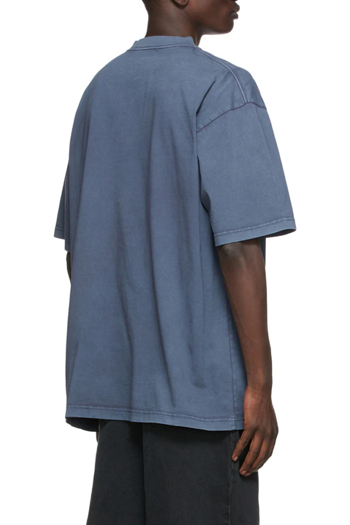 Balenciaga Blue Navy Wash logo cotton T-shirt - Image 3