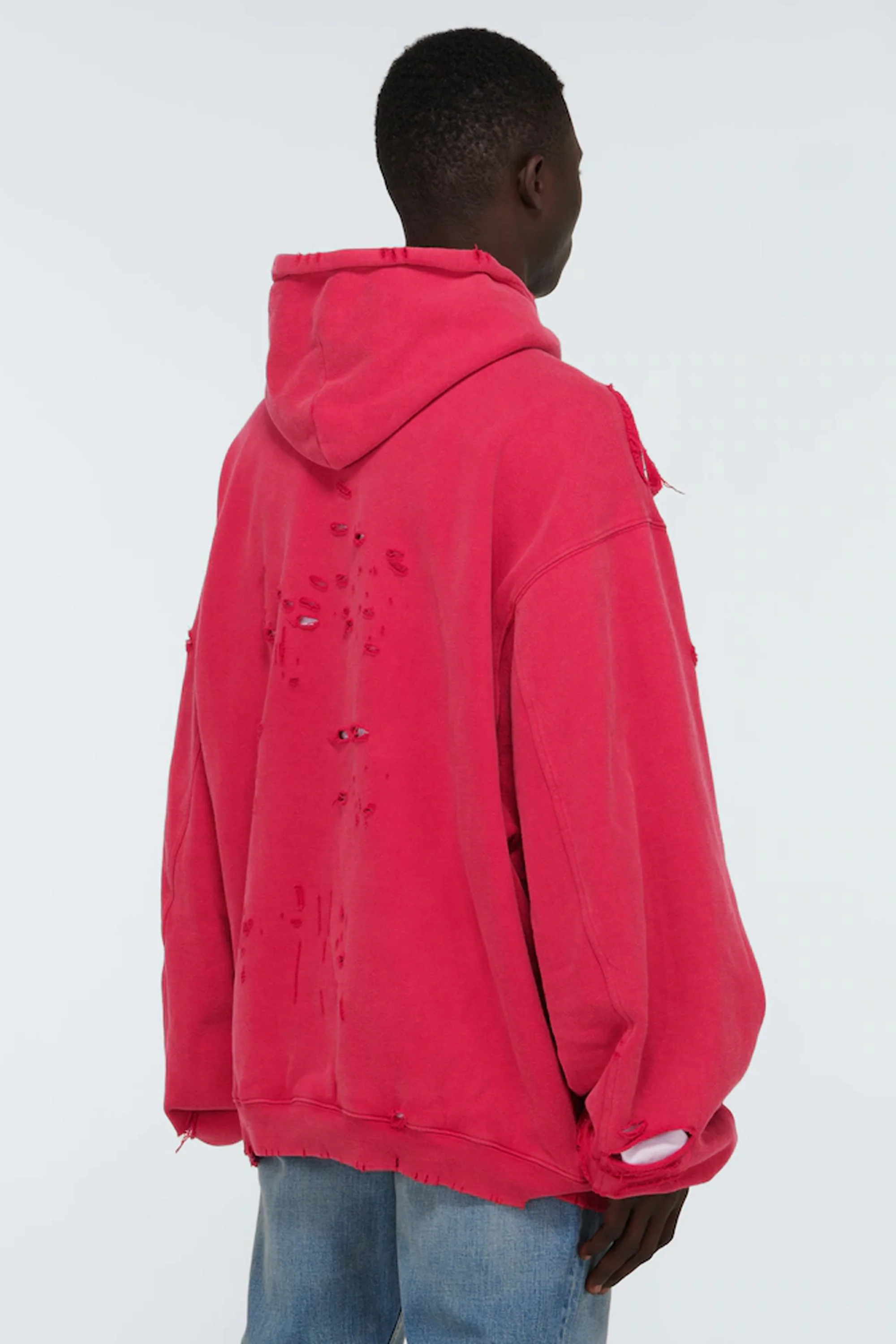 Balenciaga Destroyed Hoodie Red - Image 3