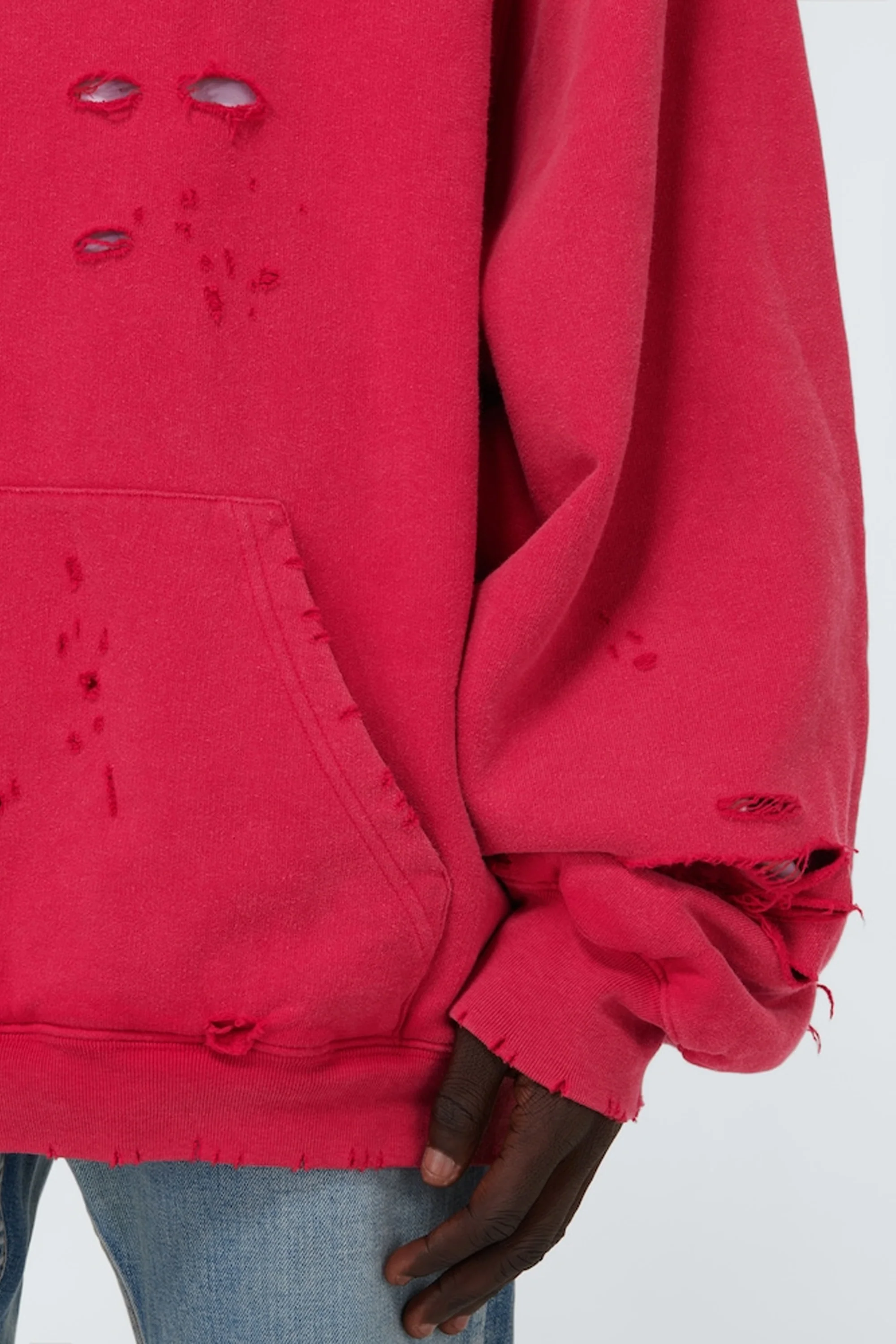 Balenciaga Destroyed Hoodie Red - Image 4