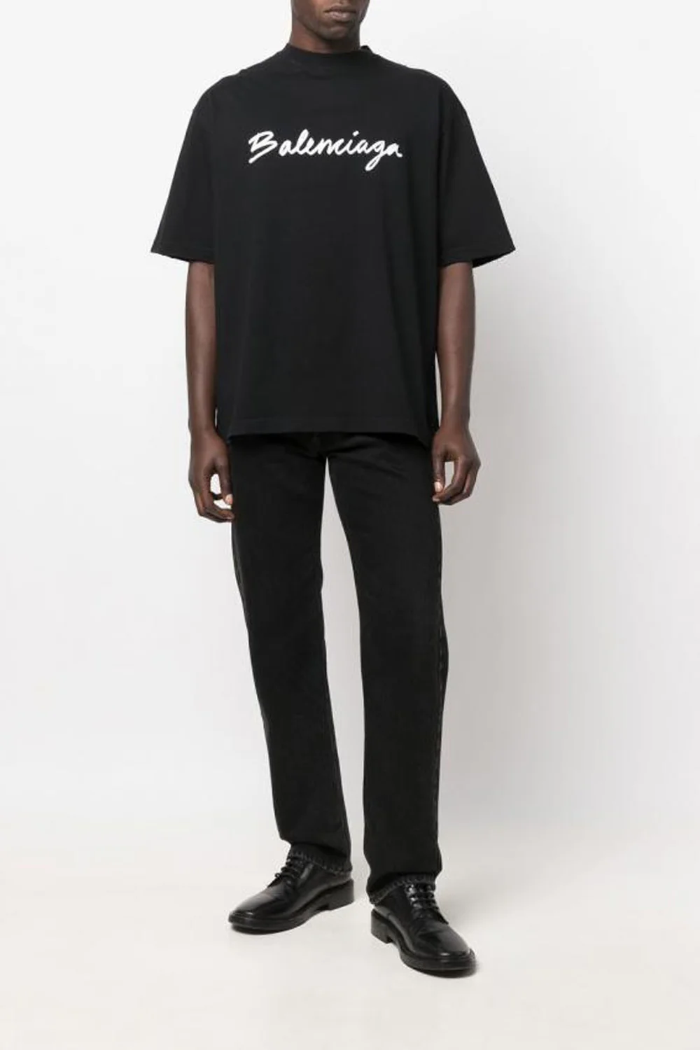 Balenciaga logo print distressed-finish T-shirt Black - Image 2