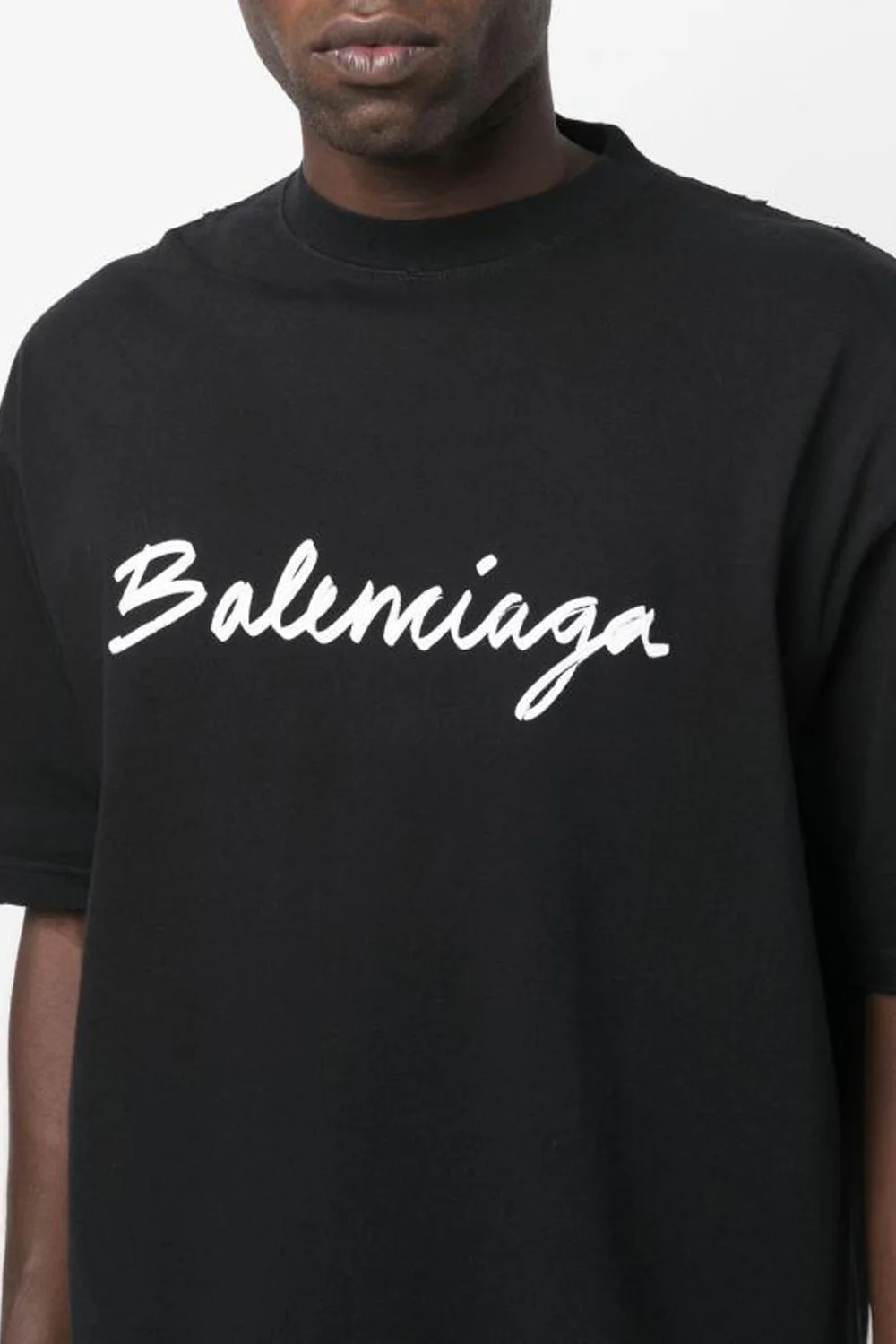 Balenciaga logo print distressed-finish T-shirt Black - Image 4