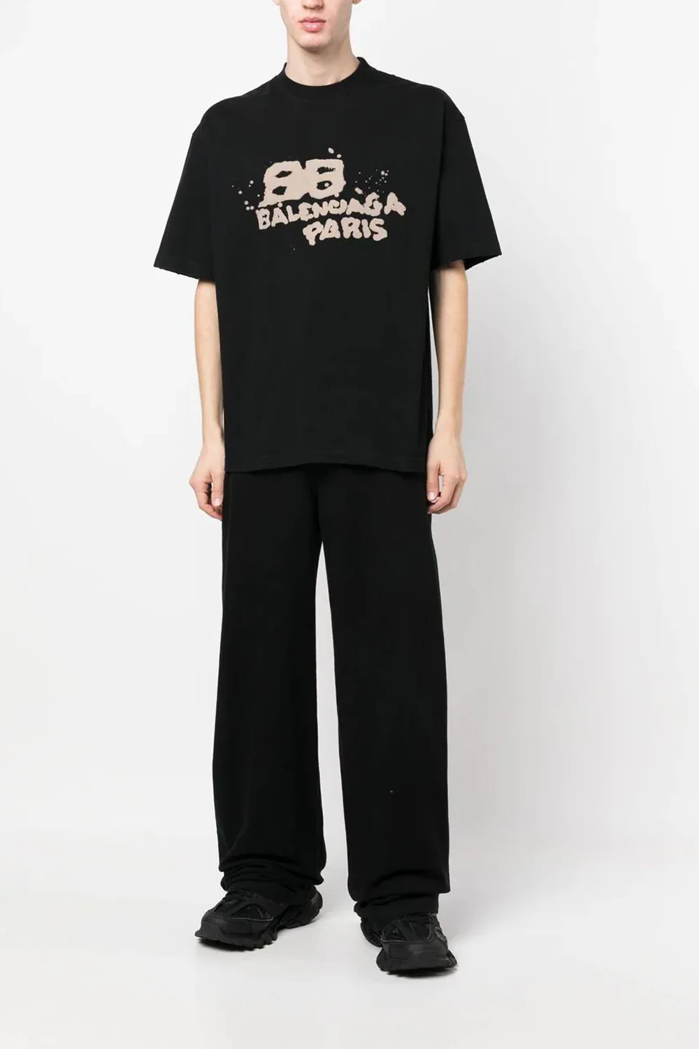 Balenciaga logo-print short-sleeve black T-shirt - Image 4