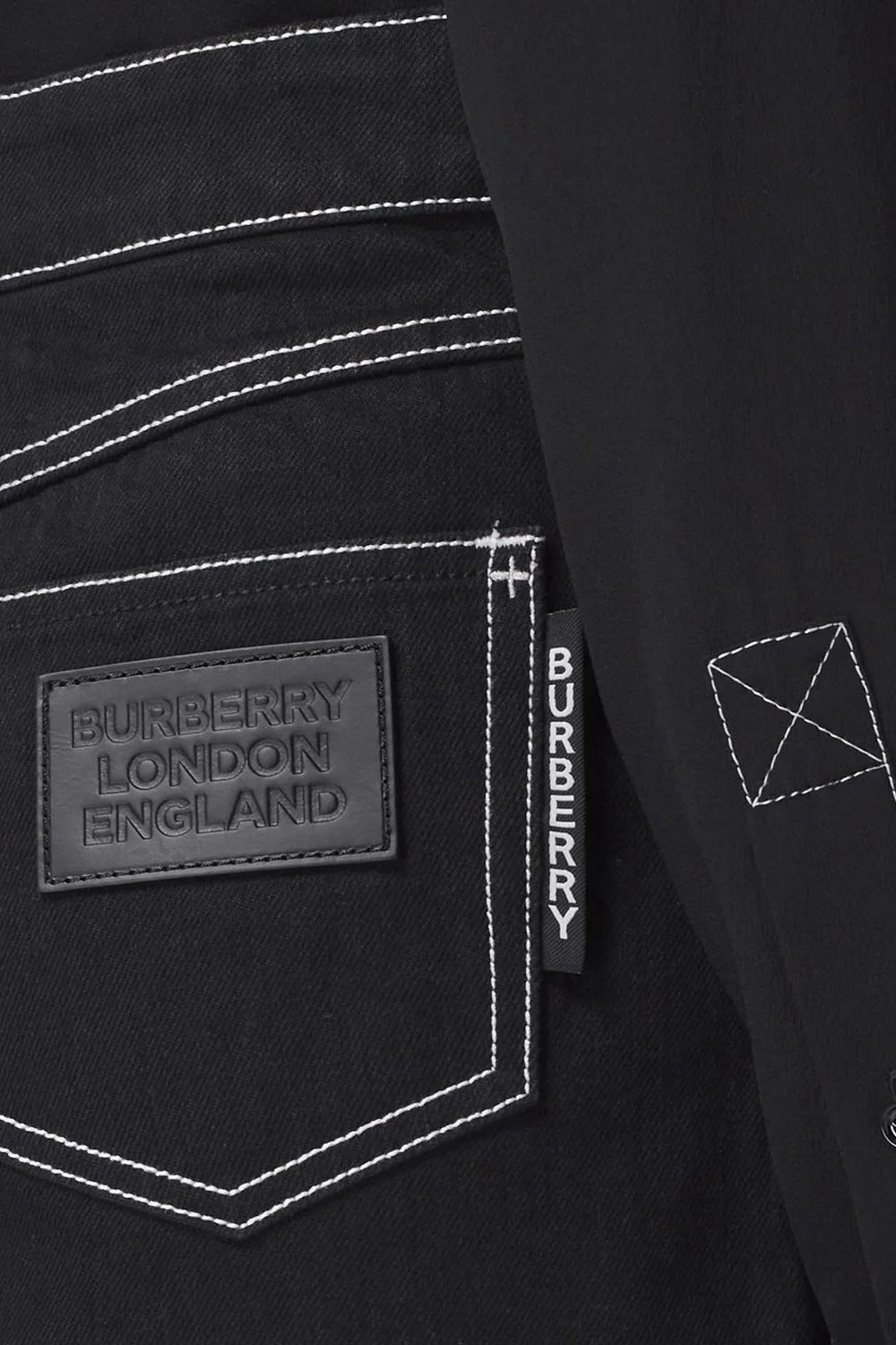 Burberry contrast-stitch raw-denim skirt - Image 3