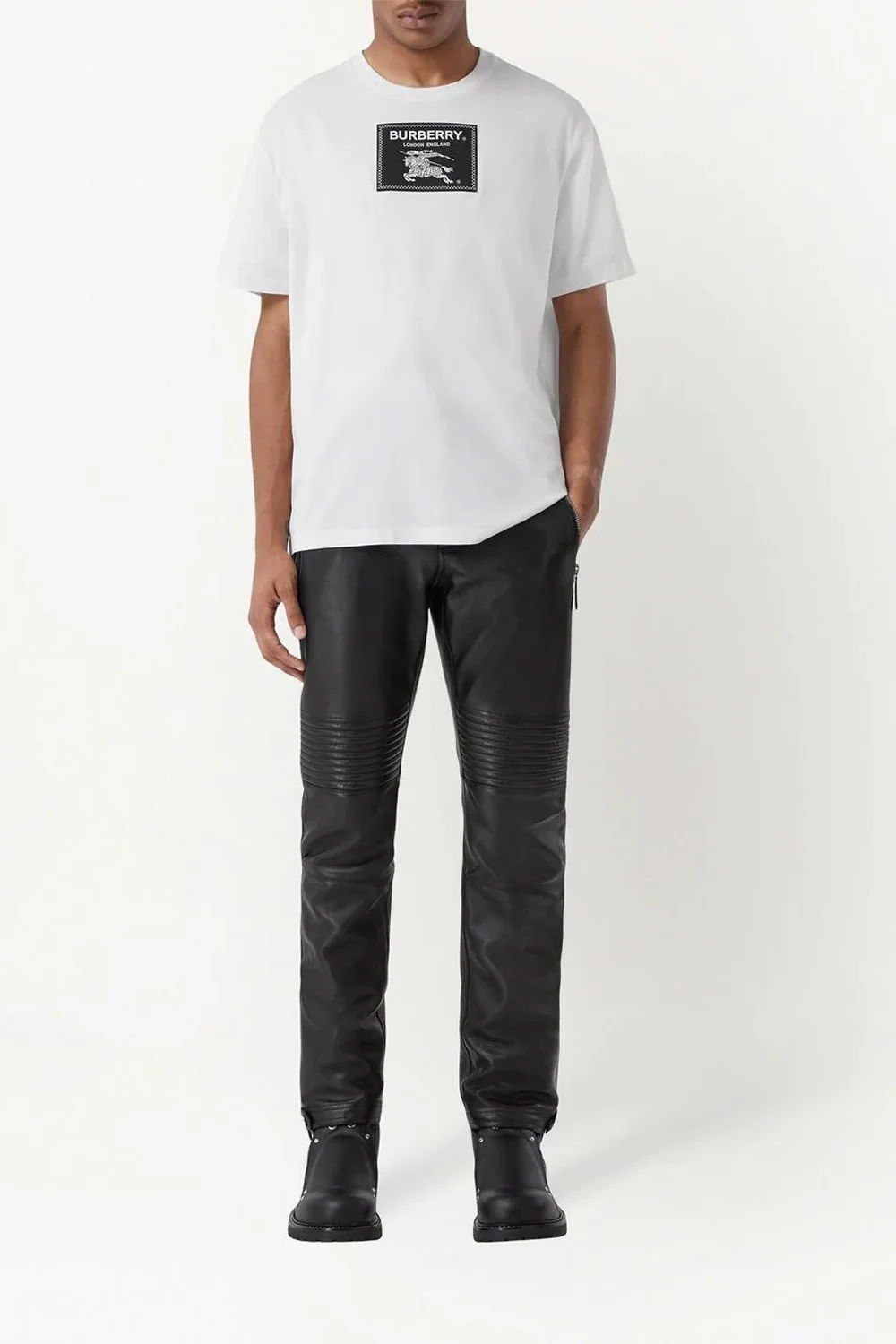 Burberry logo-patch cotton T-shirt white - Image 4