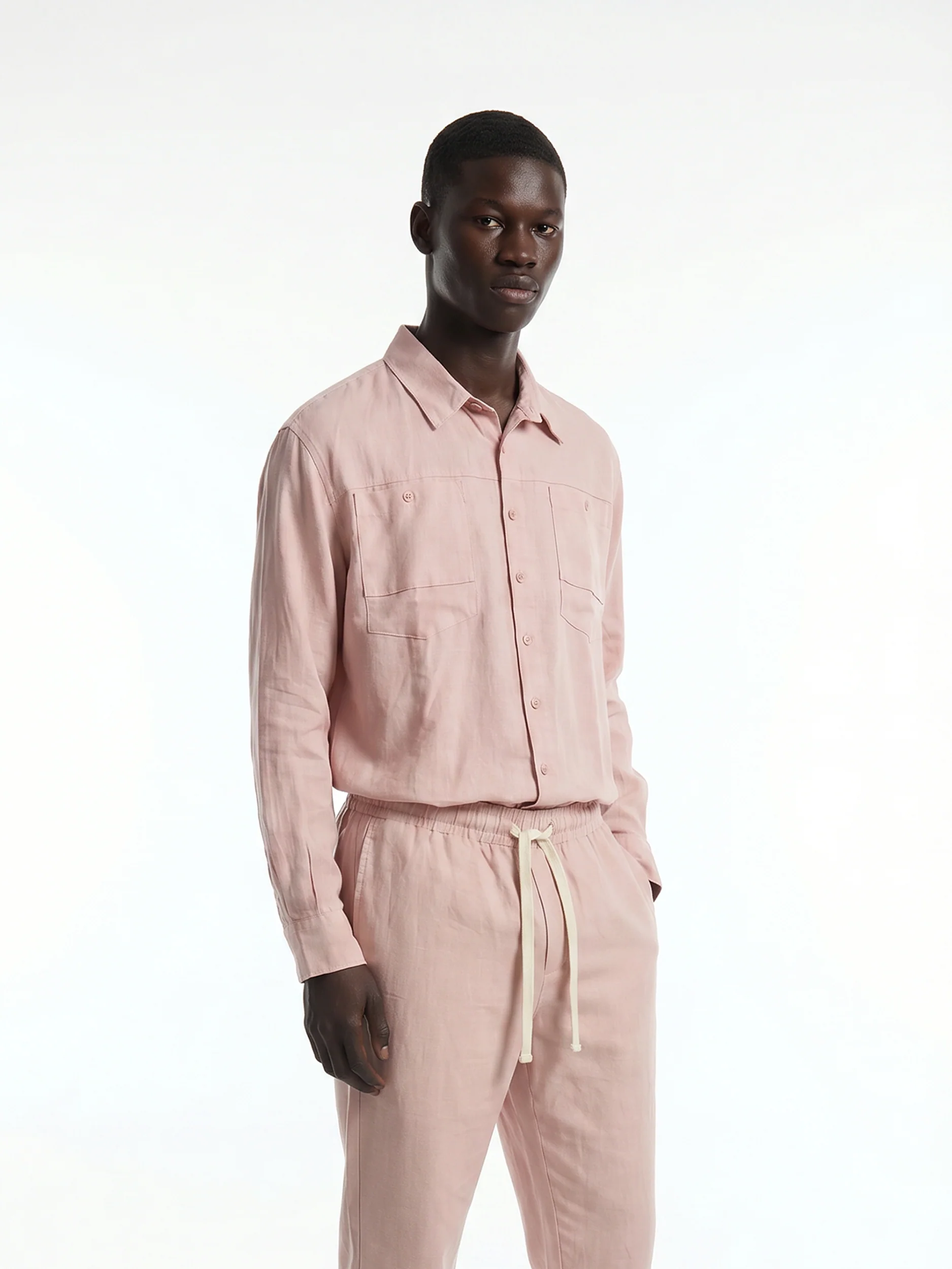CREW Milano "Corfu" Linen Set Shirt/Pants Pink - Image 3