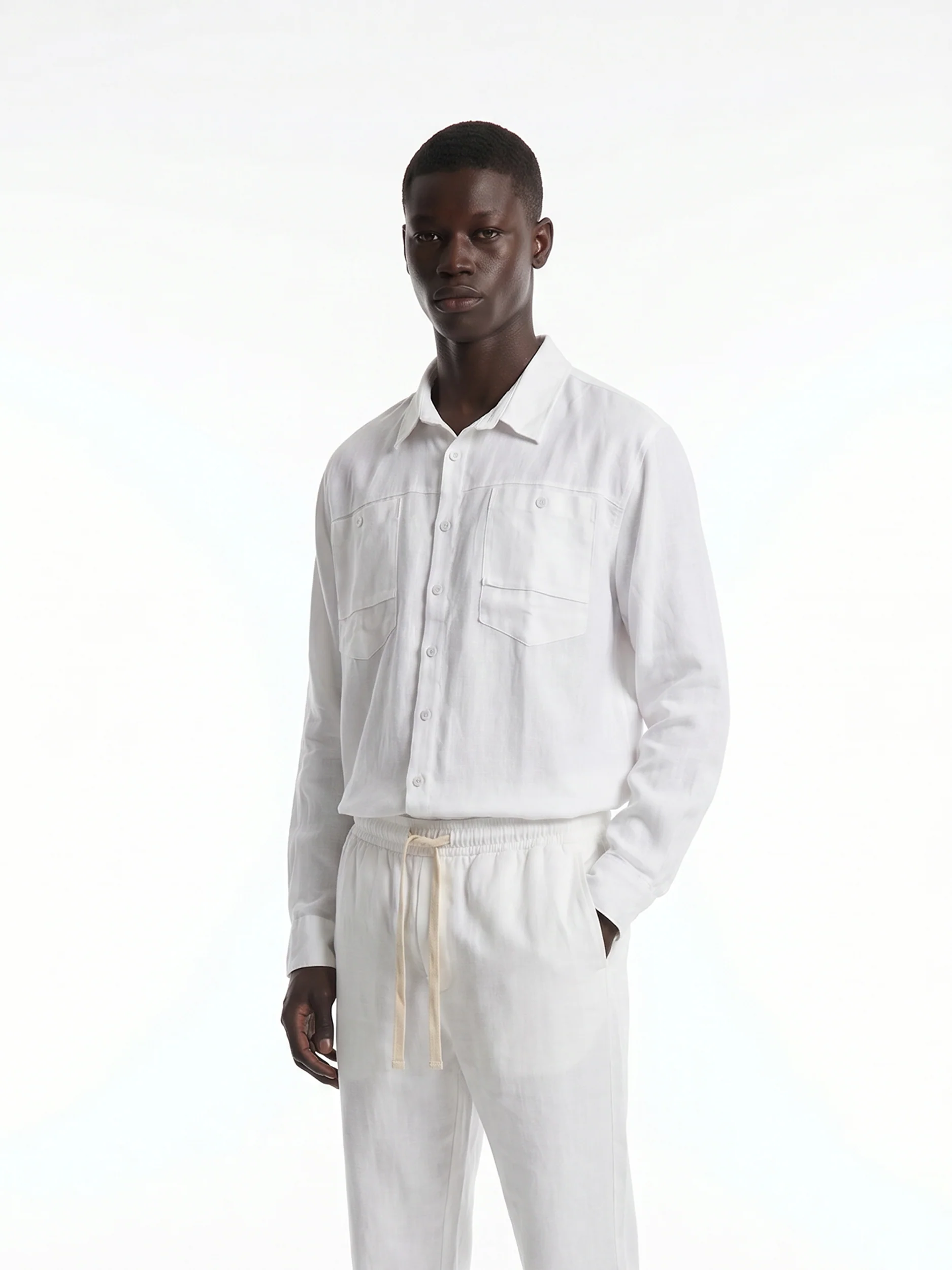 CREW Milano "Corfu" Linen Set Shirt/Pants White - Image 3