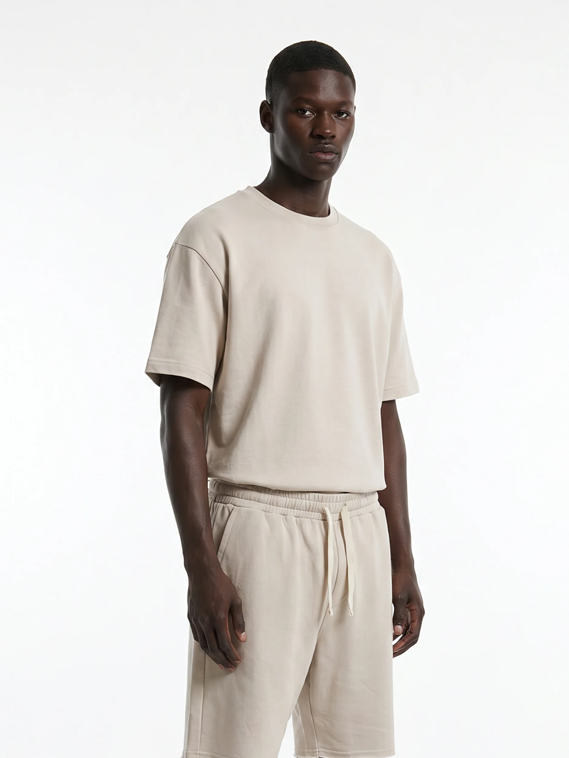 CREW Milano French Terry Set T-Shirt/Pants Beige - Image 2