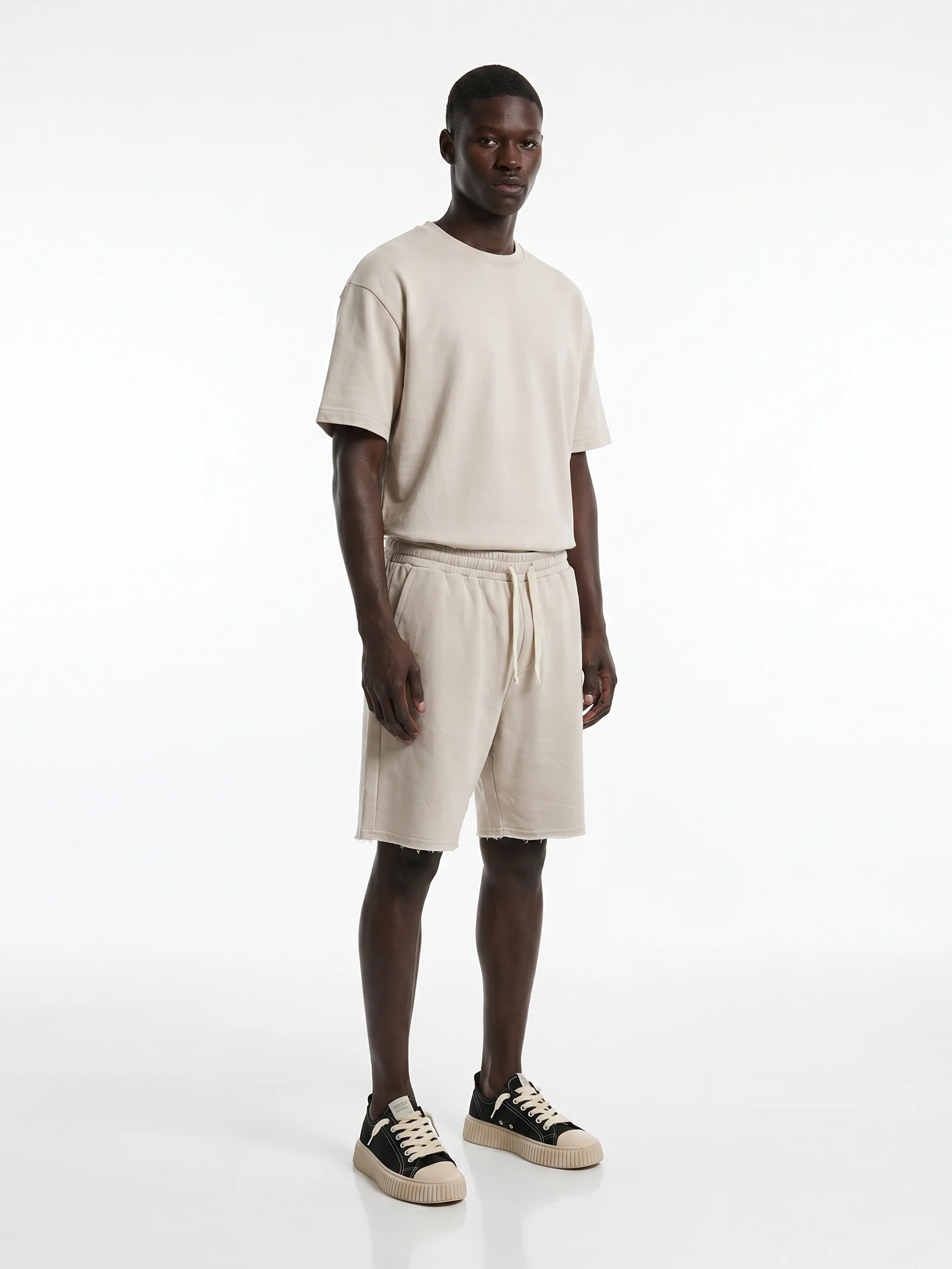 CREW Milano French Terry Set T-Shirt/Pants Beige - Image 4