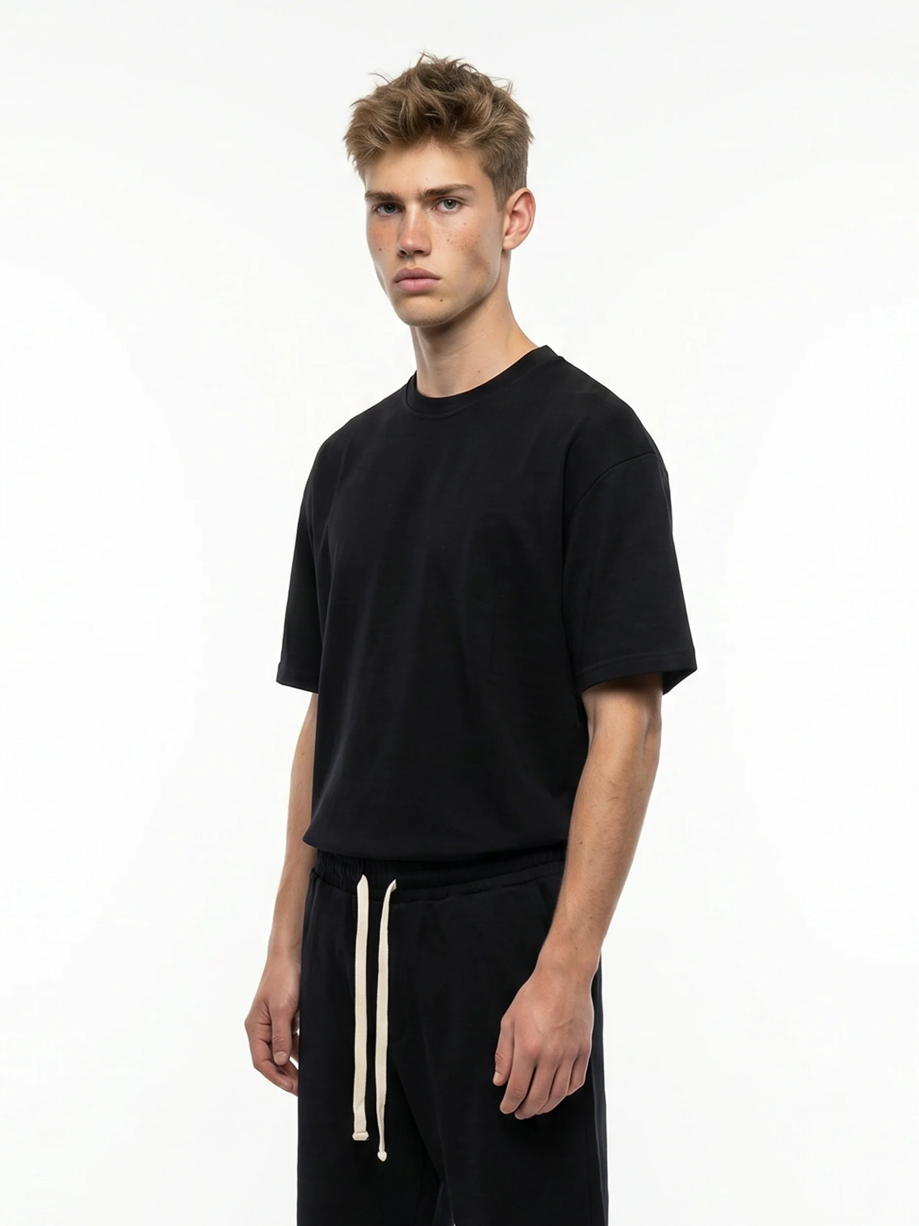 CREW Milano French Terry Set T-Shirt/Pants Black - Image 2