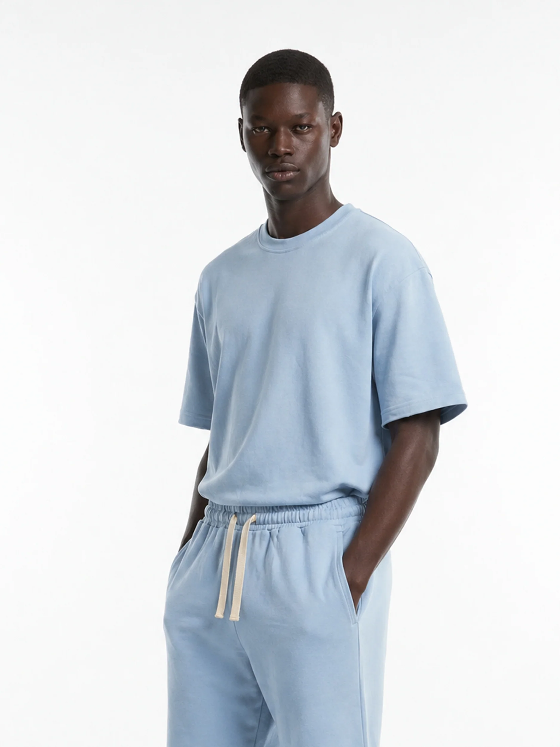 CREW Milano French Terry Set T-Shirt/Pants Blue - Image 2
