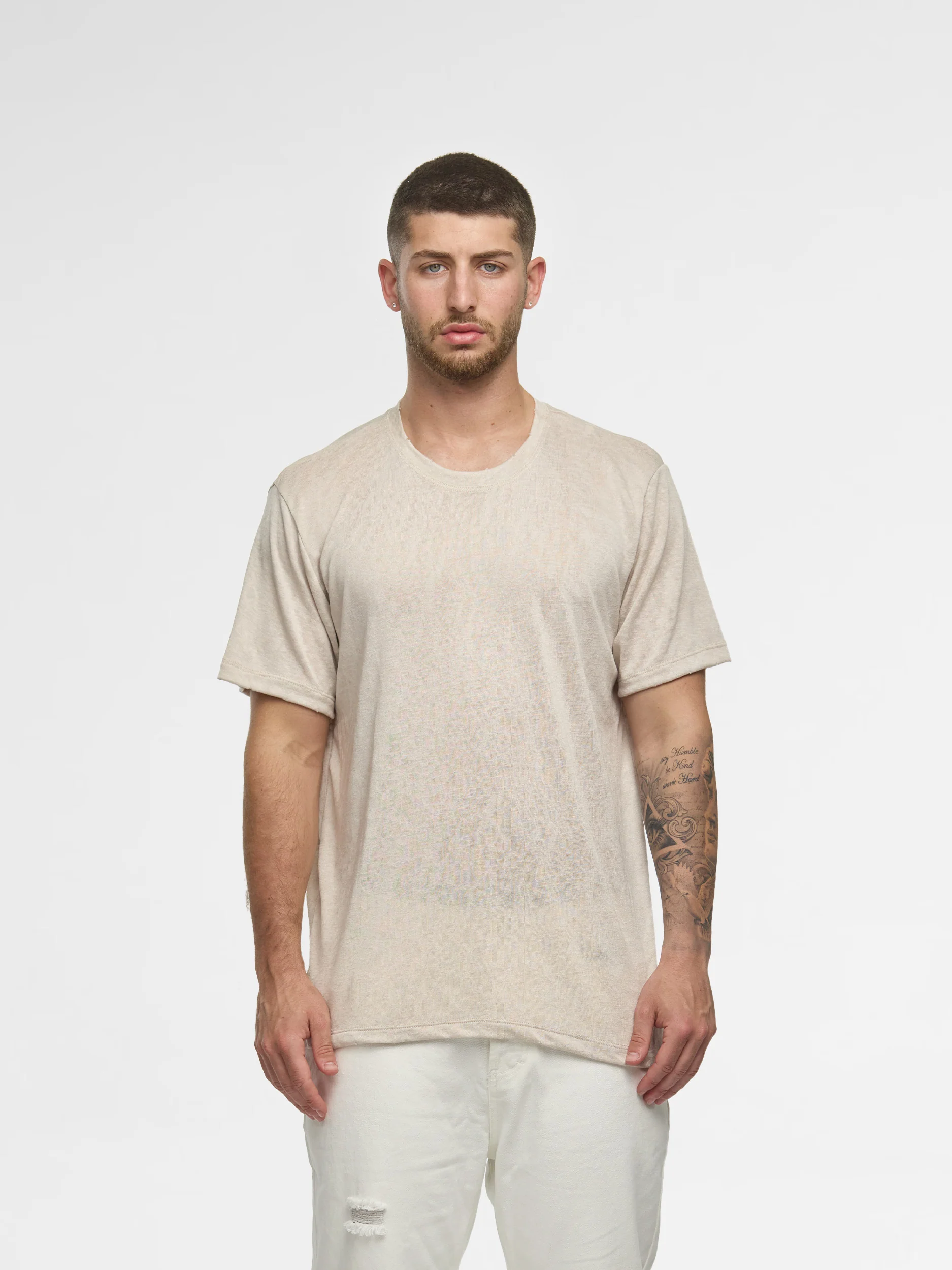 CREW Milano Linen T-Shirt Beige