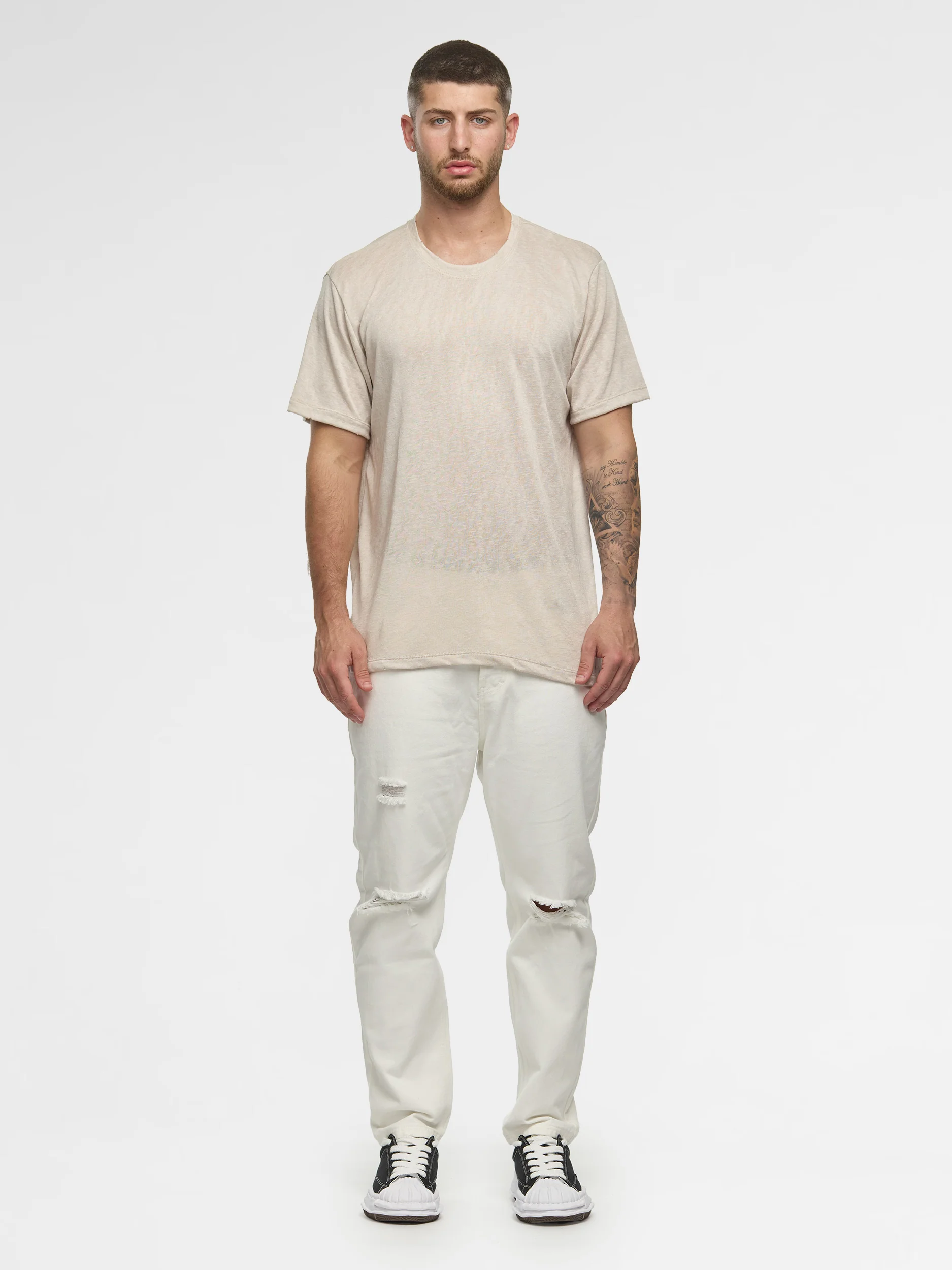 CREW Milano Linen T-Shirt Beige - Image 2