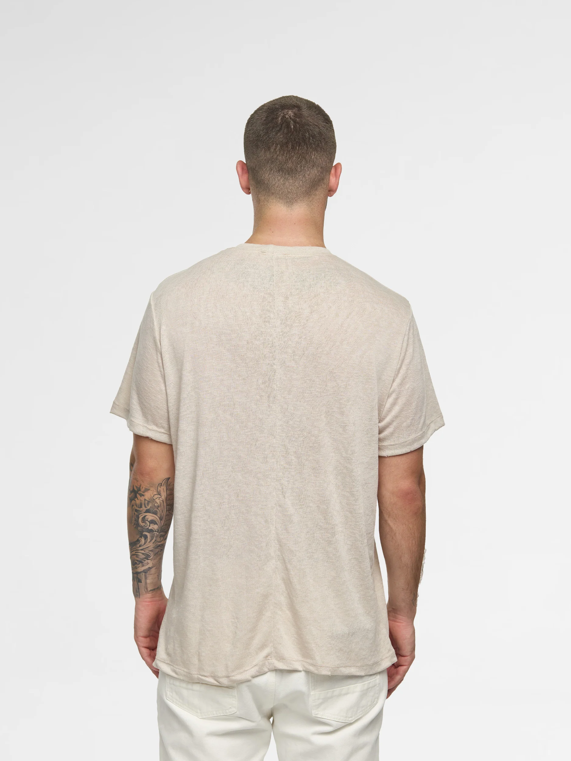 CREW Milano Linen T-Shirt Beige - Image 4