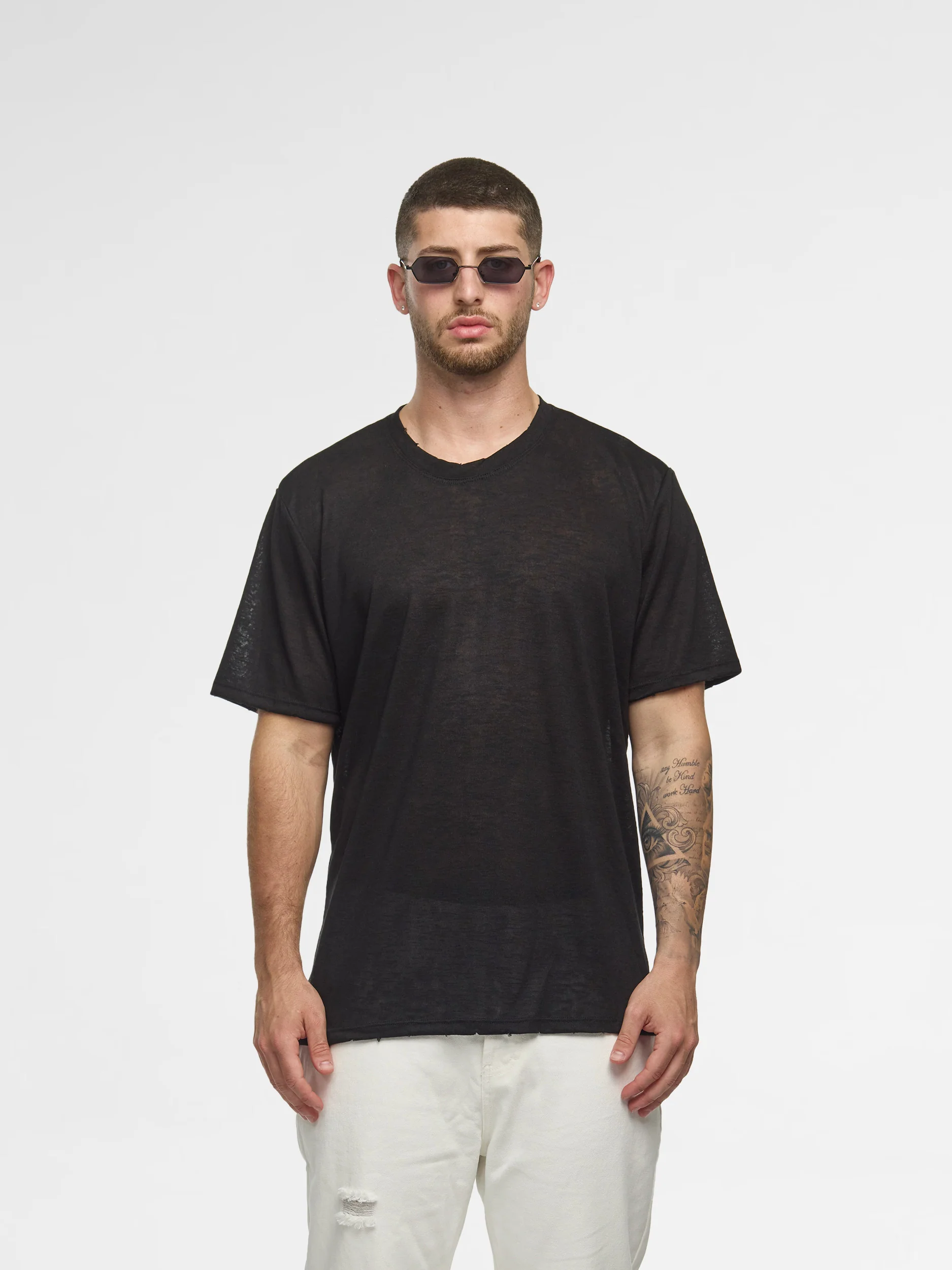 CREW Milano Linen T-Shirt Black