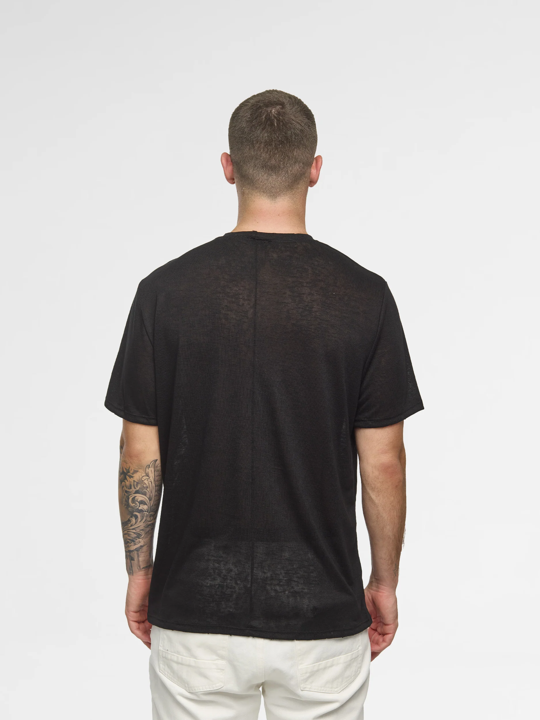 CREW Milano Linen T-Shirt Black - Image 4