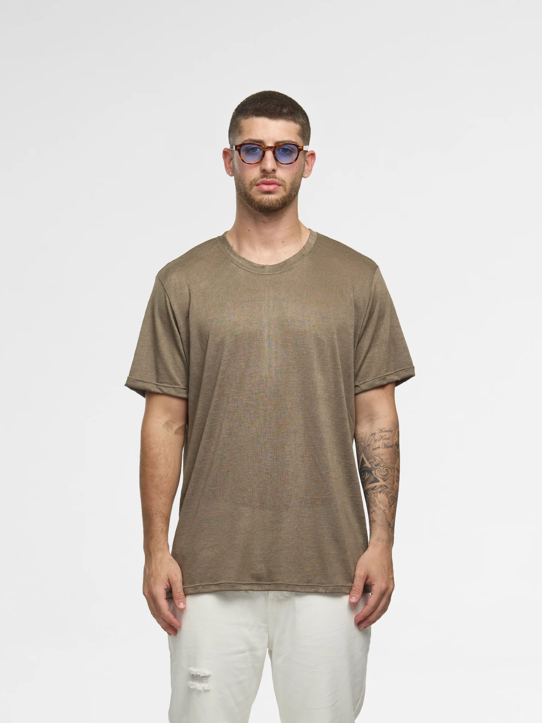 CREW Milano Linen T-Shirt Khaki