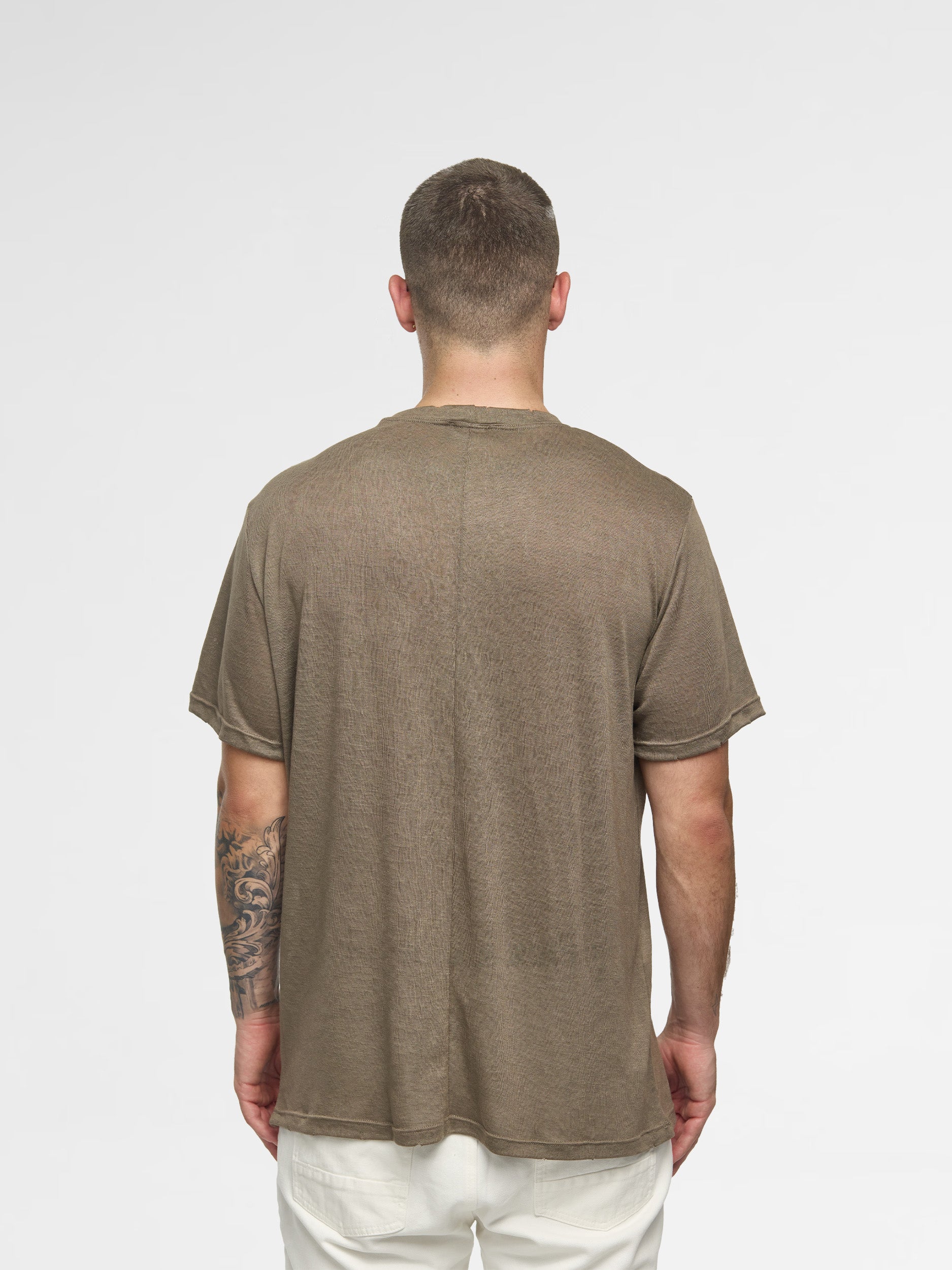 CREW Milano Linen T-Shirt Khaki - Image 3