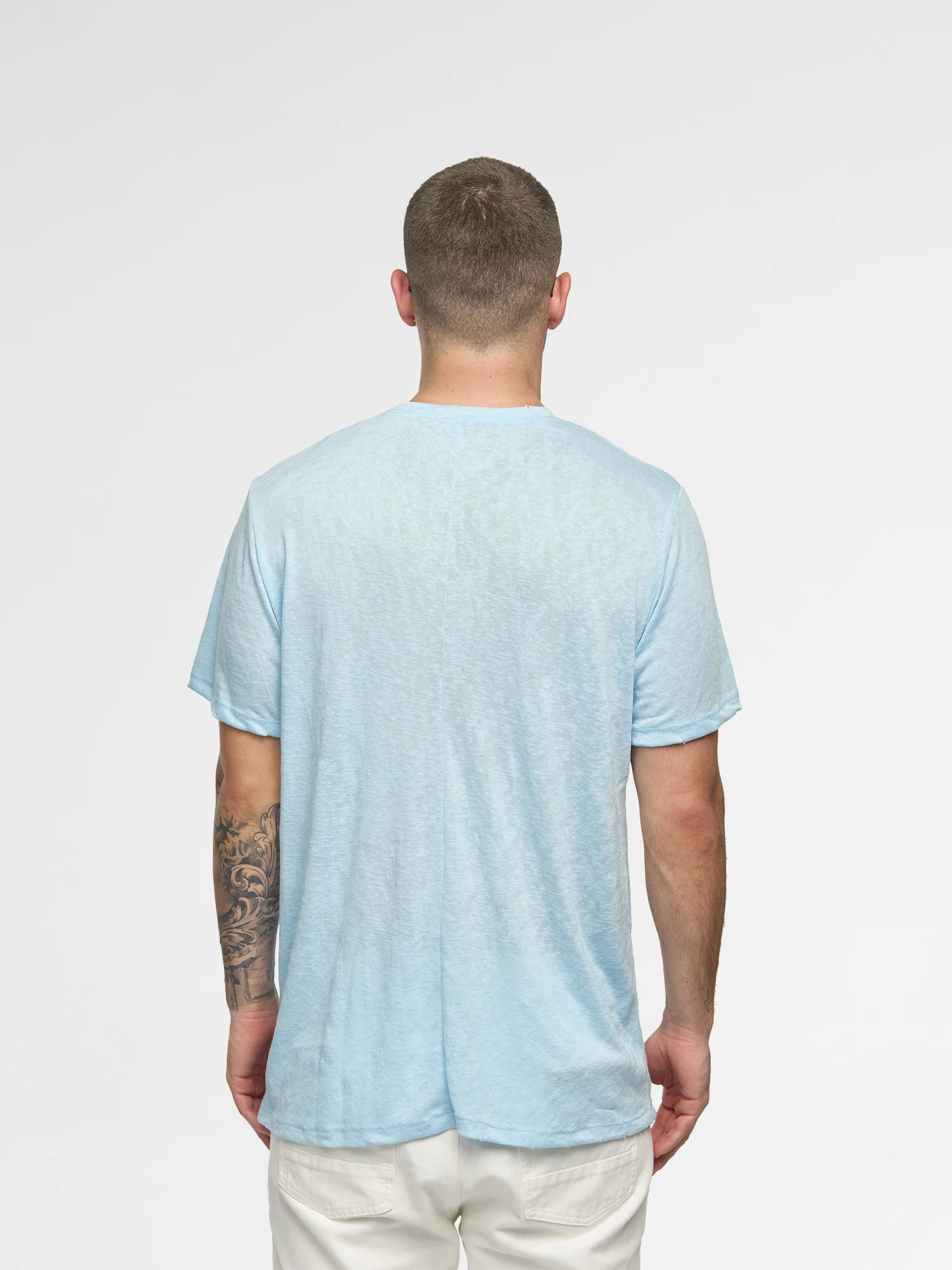 CREW Milano Linen T-Shirt Light Blue - Image 4