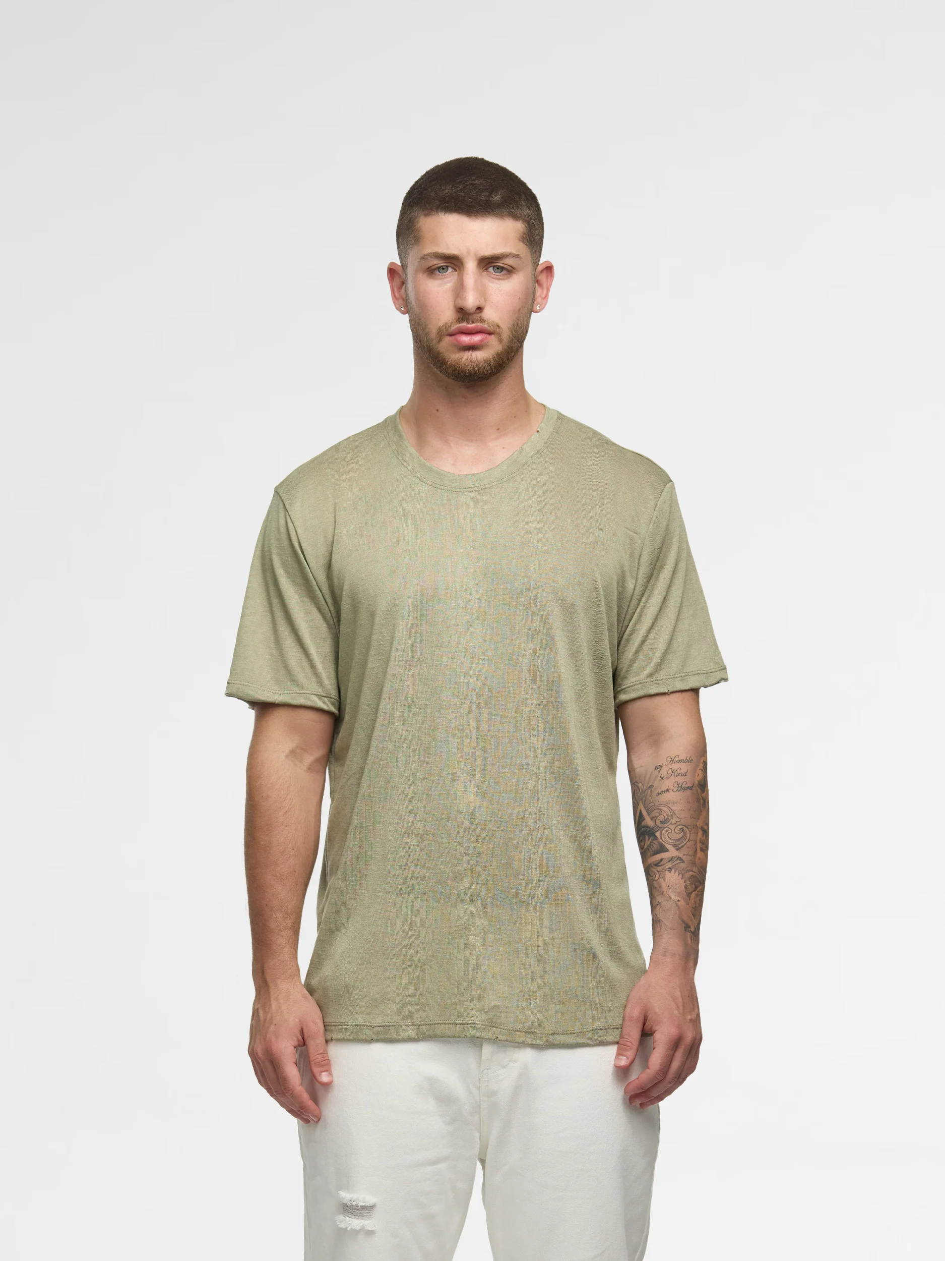 CREW Milano Linen T-Shirt Light Green