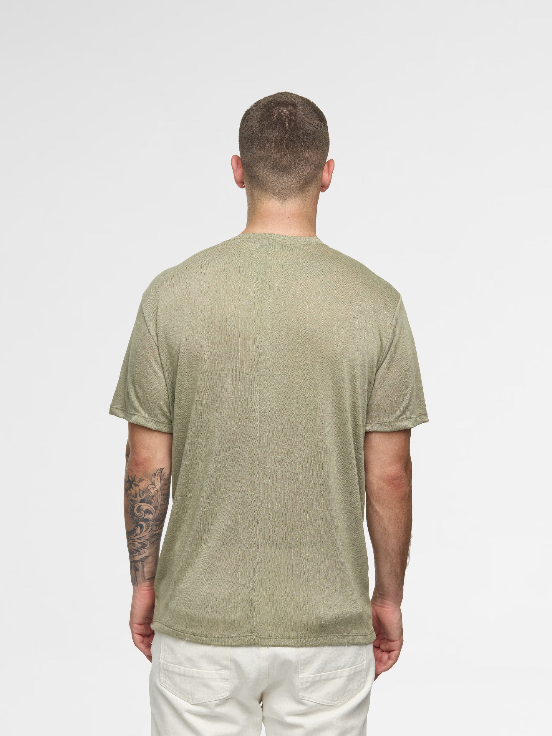 CREW Milano Linen T-Shirt Light Green - Image 4