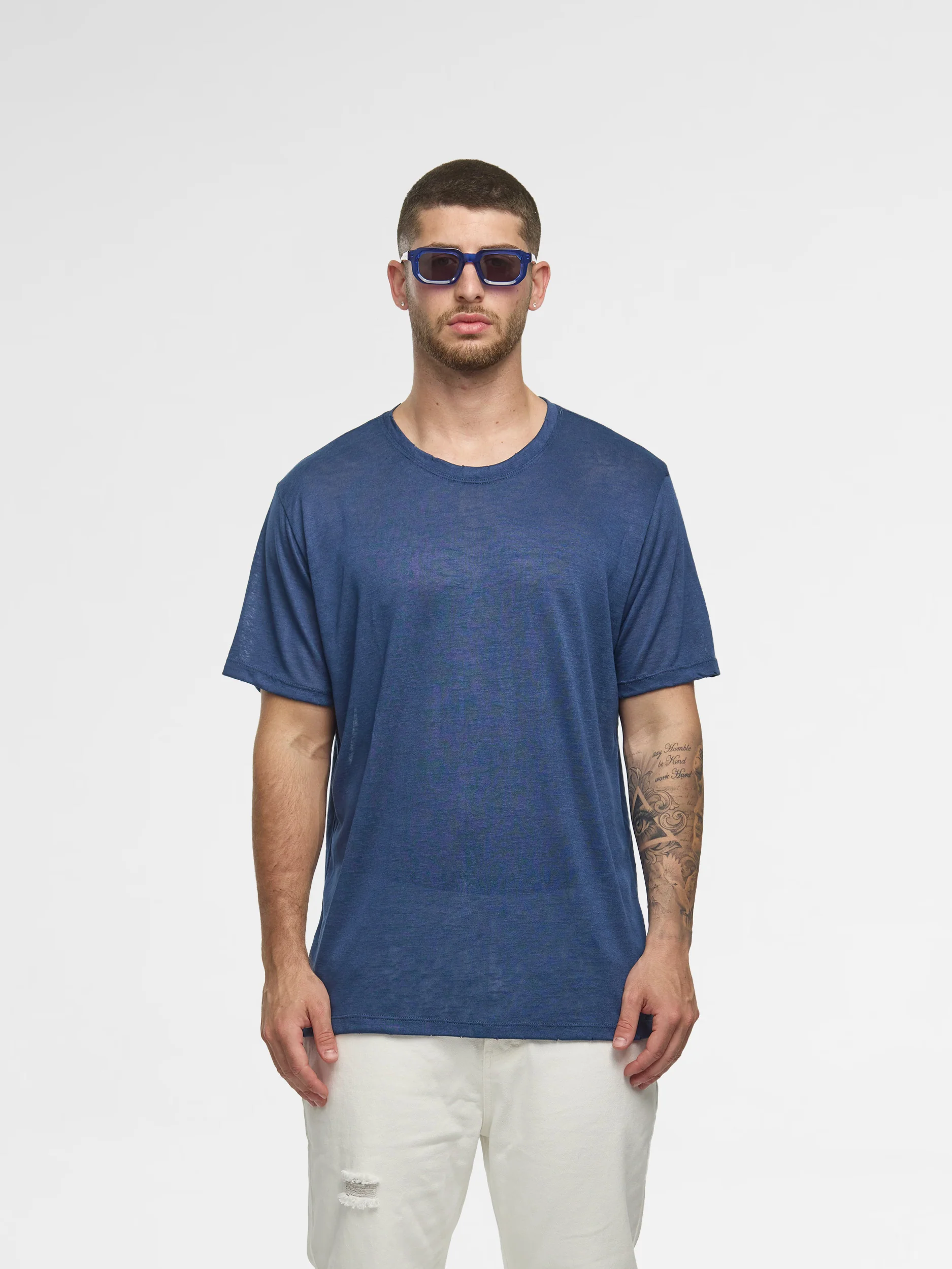 CREW Milano Linen T-Shirt Navy