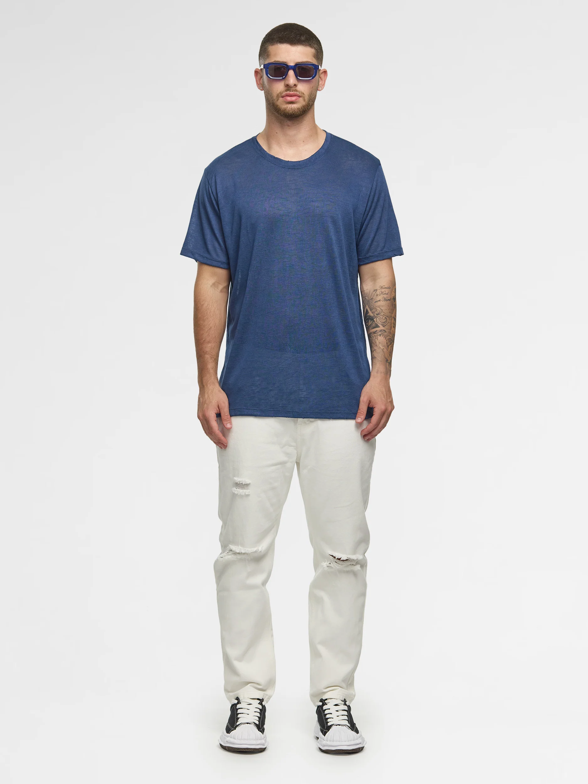 CREW Milano Linen T-Shirt Navy - Image 2