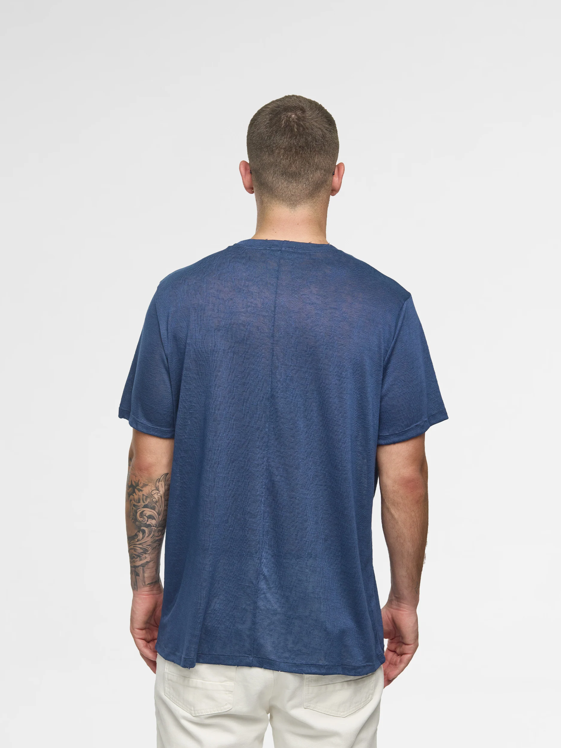 CREW Milano Linen T-Shirt Navy - Image 4