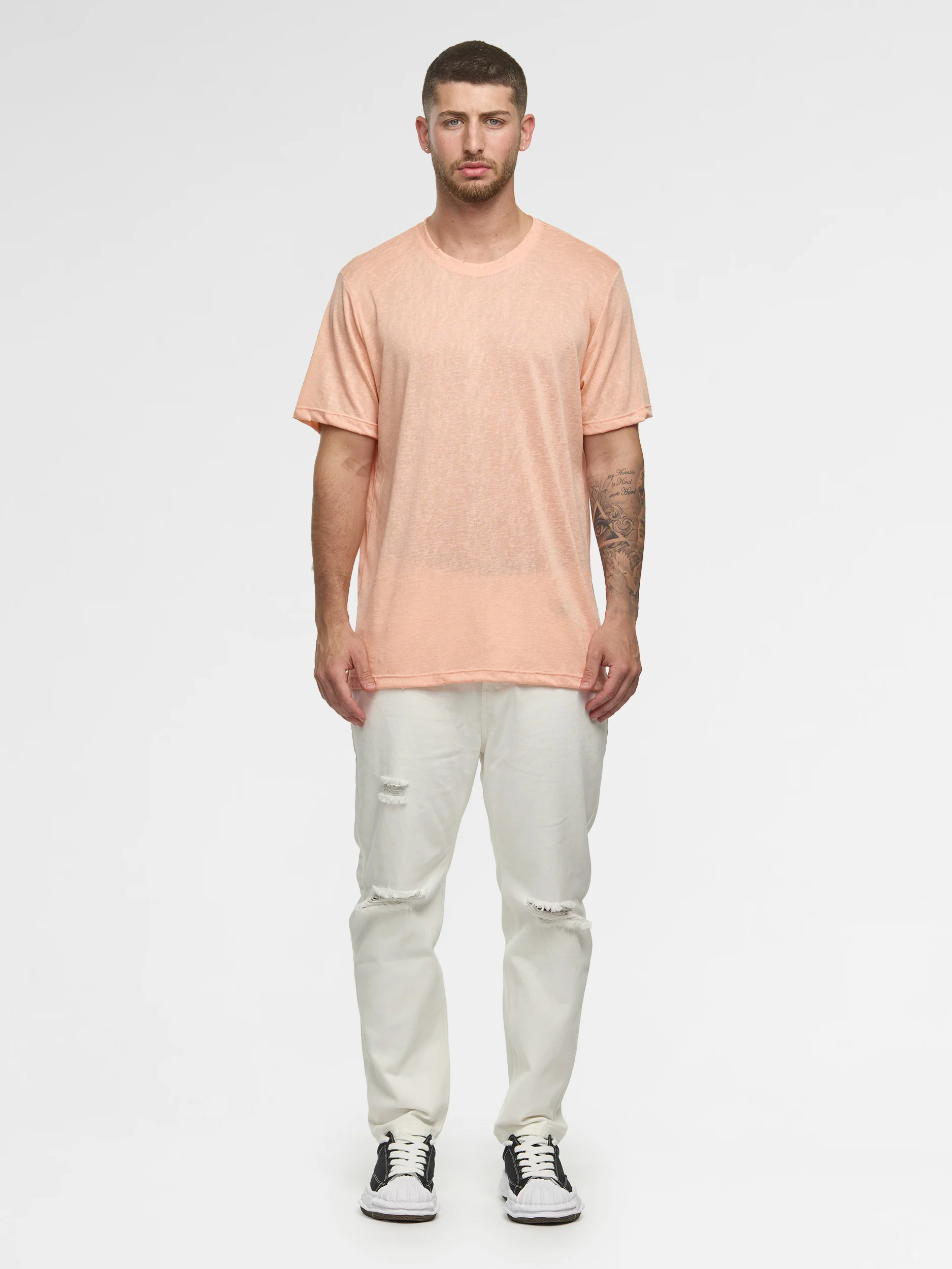 CREW Milano Linen T-Shirt Peach - Image 2