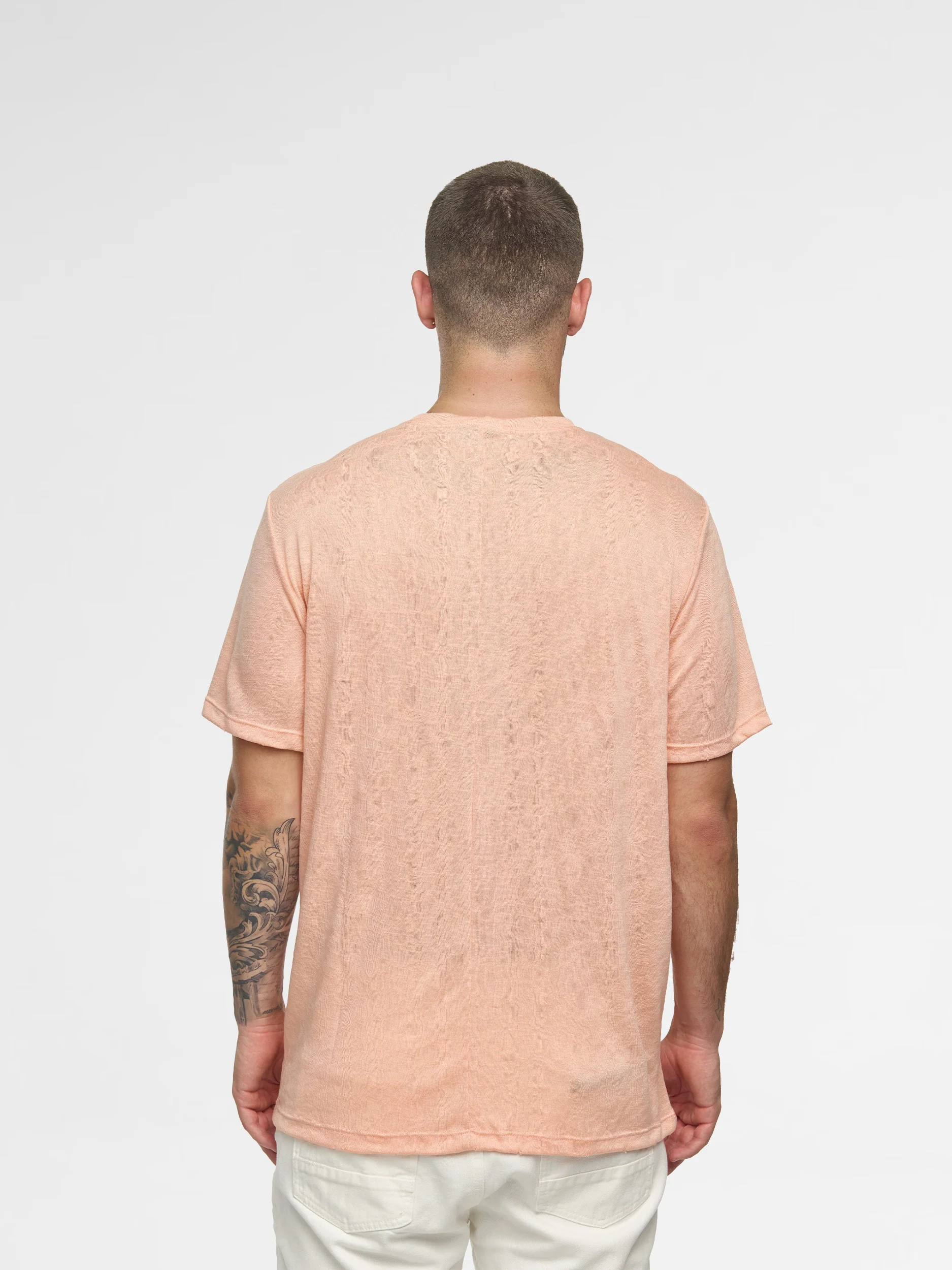 CREW Milano Linen T-Shirt Peach - Image 4