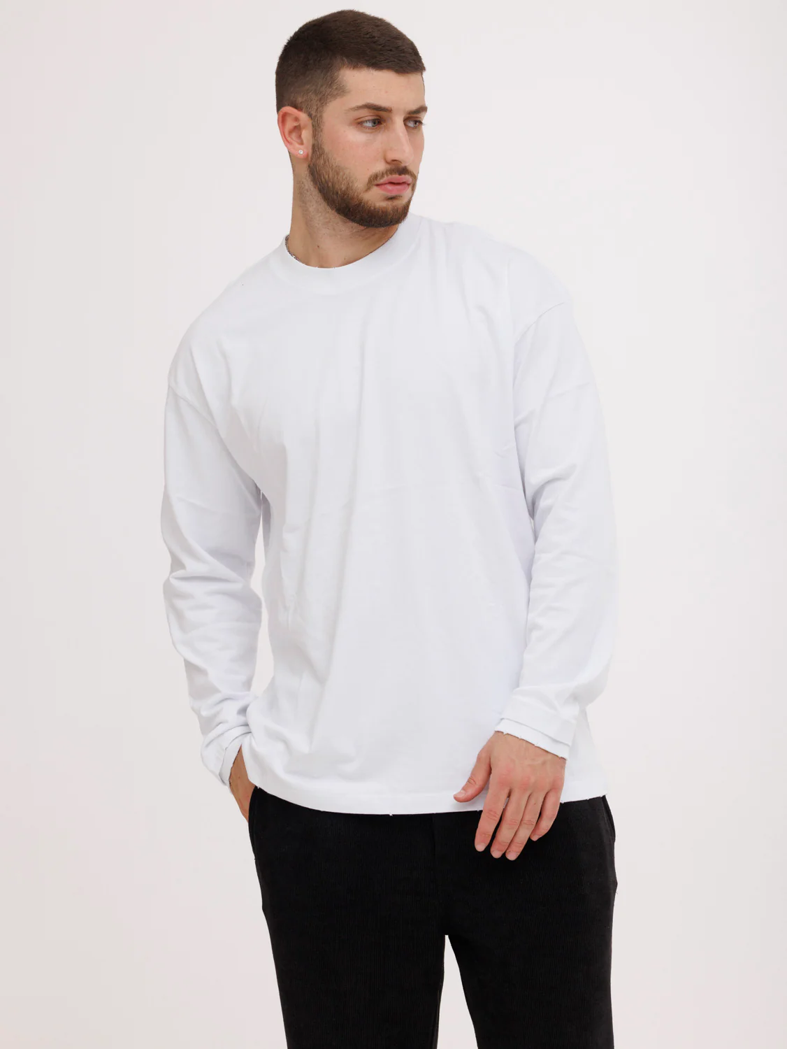 CREW Milano Long Sleeve T-Shirt White - Image 3