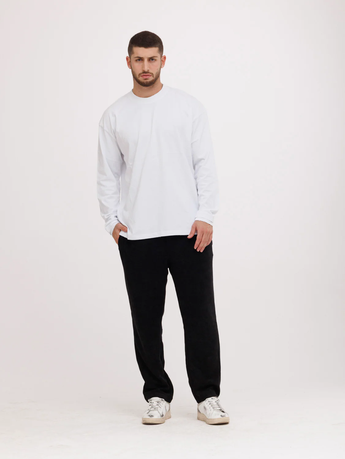 CREW Milano Long Sleeve T-Shirt White - Image 4