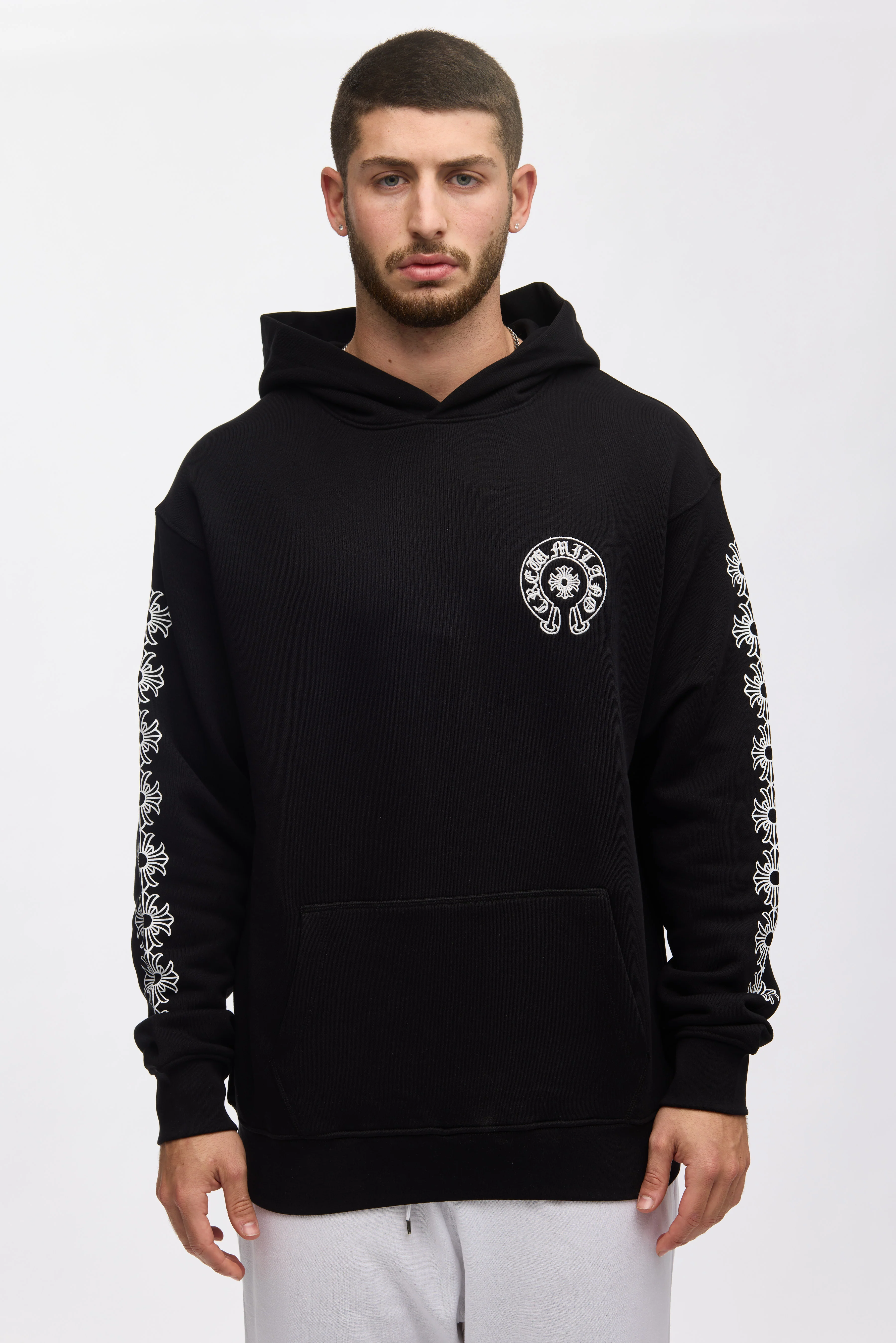 CREW MILANO 005 Monochrome Emblem Hoodie - Image 3