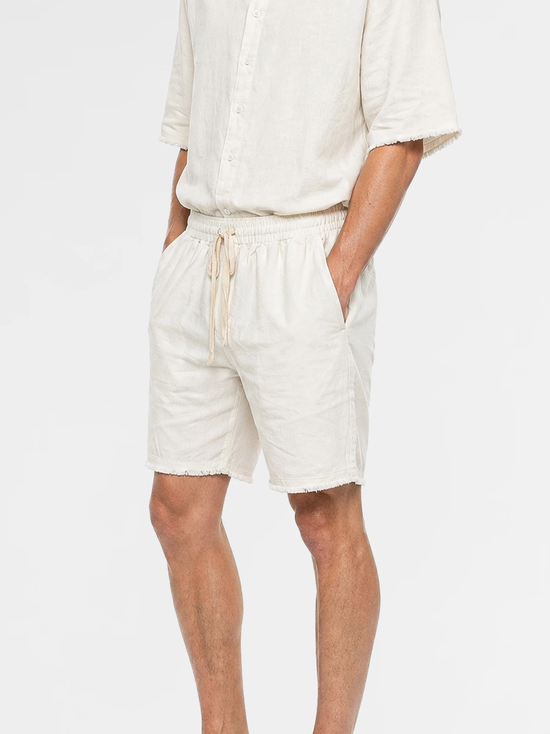 CREW Milano "Mykonos" Linen Set Shirt/Pants Off-White - Image 3