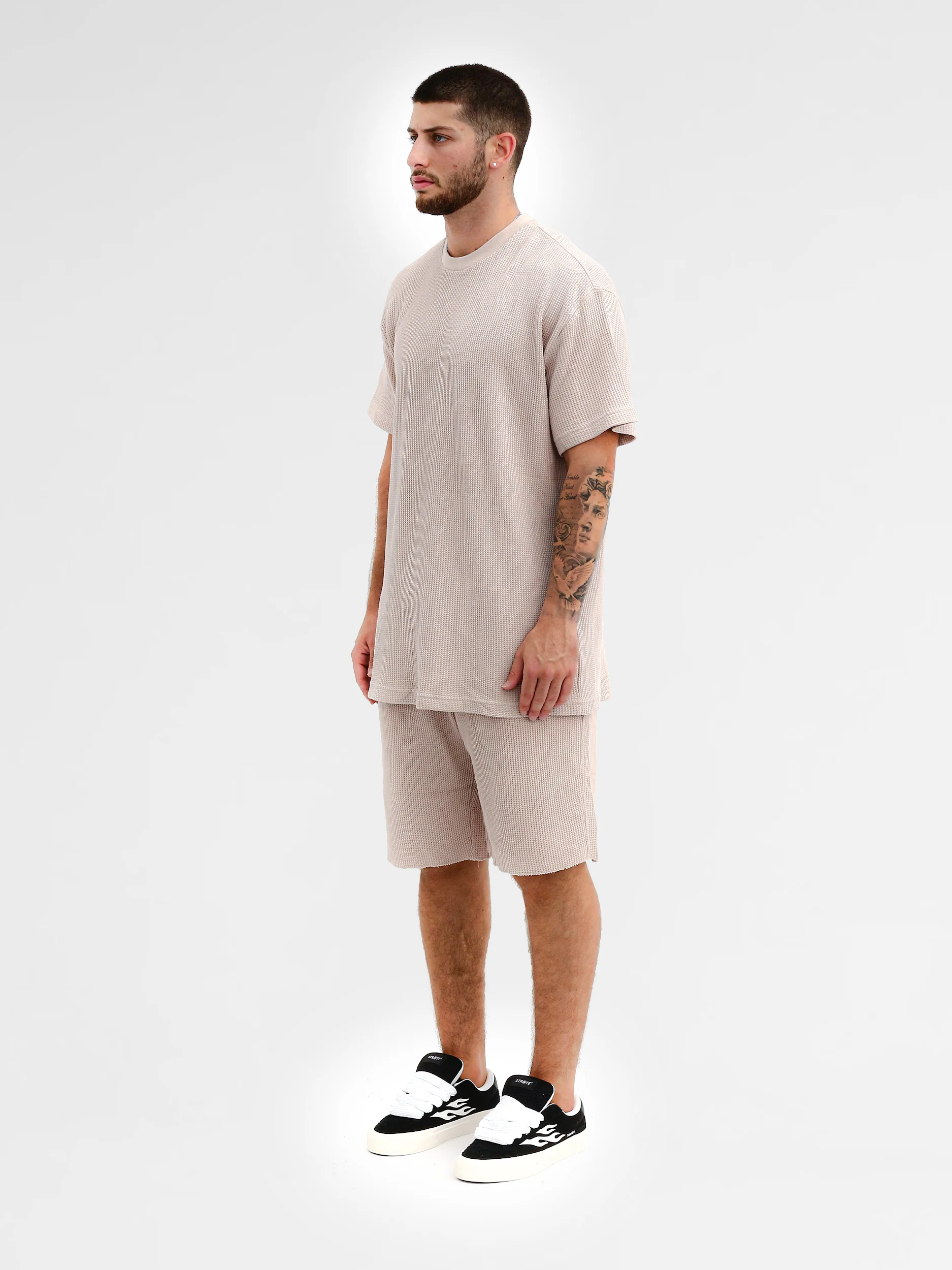CREW Milano Oversize Set T-Shirt/Pants Waffle Cream - Image 2