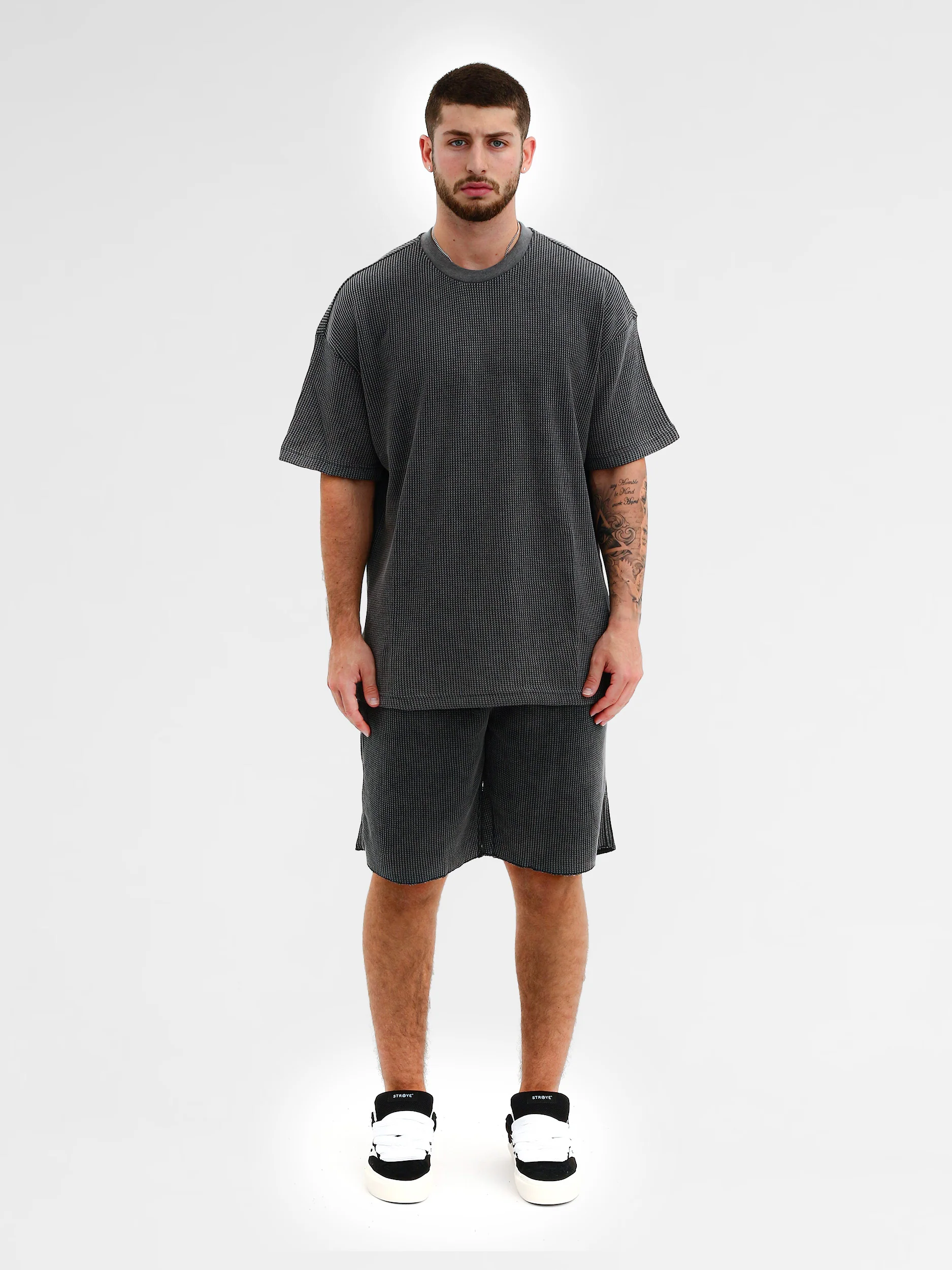CREW Milano Oversize Set T-Shirt/Pants Waffle Dark Grey