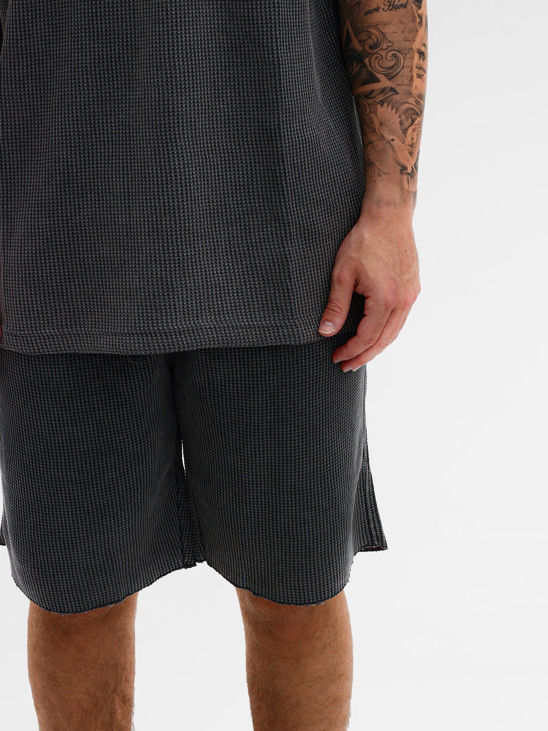 CREW Milano Oversize Set T-Shirt/Pants Waffle Dark Grey - Image 3