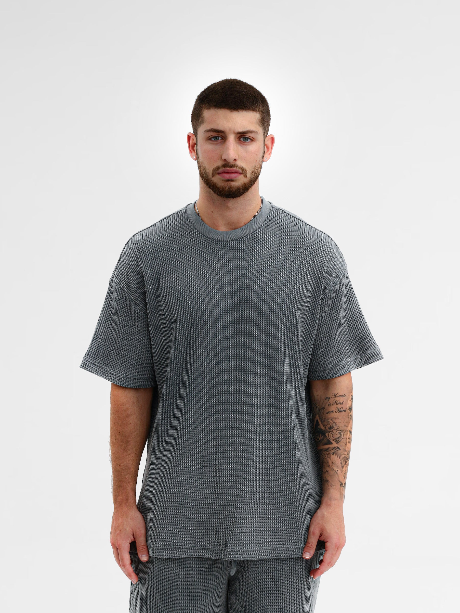 CREW Milano Oversize Set T-Shirt/Pants Waffle Grey - Image 4