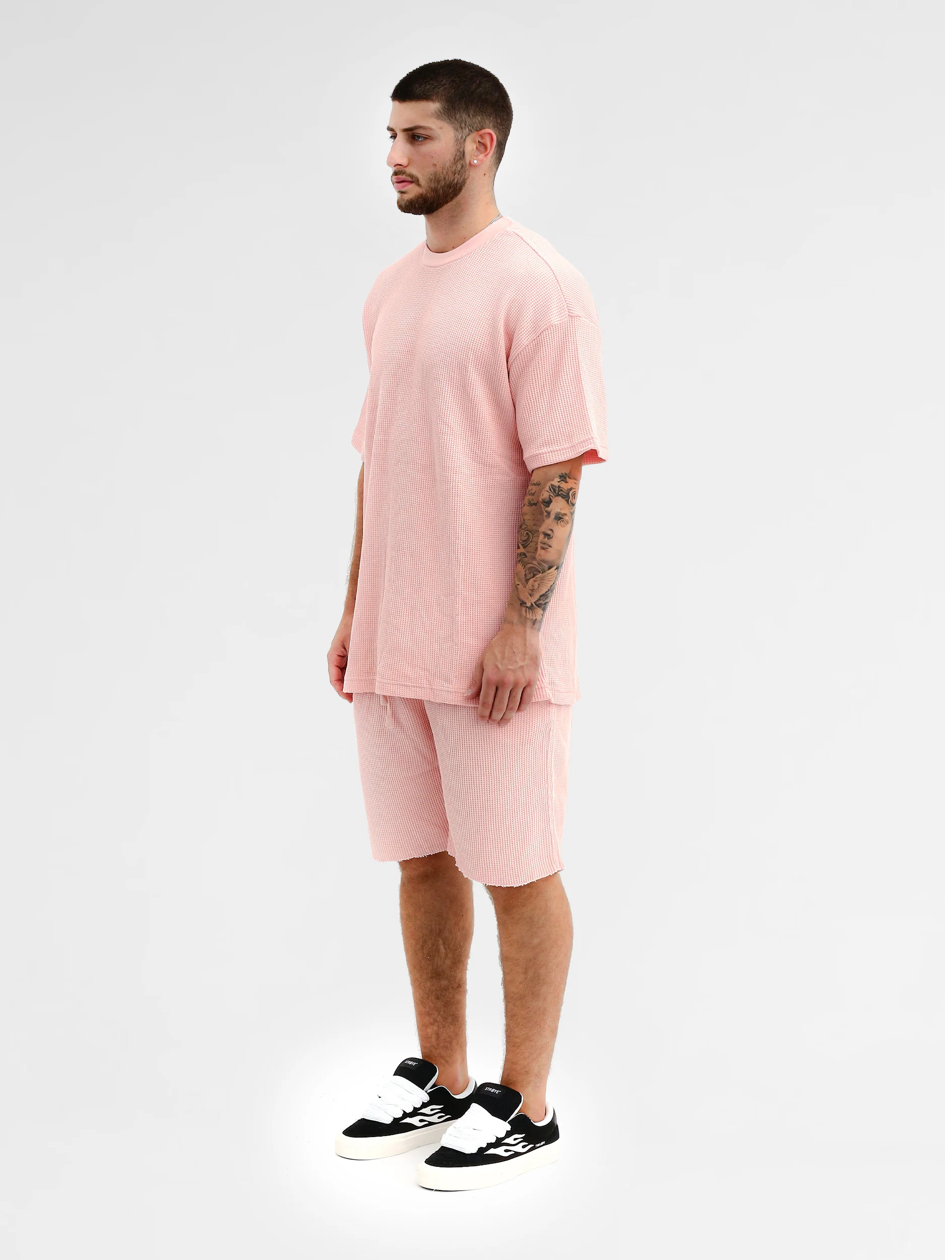 CREW Milano Oversize Set T-Shirt/Pants Waffle Pink - Image 2