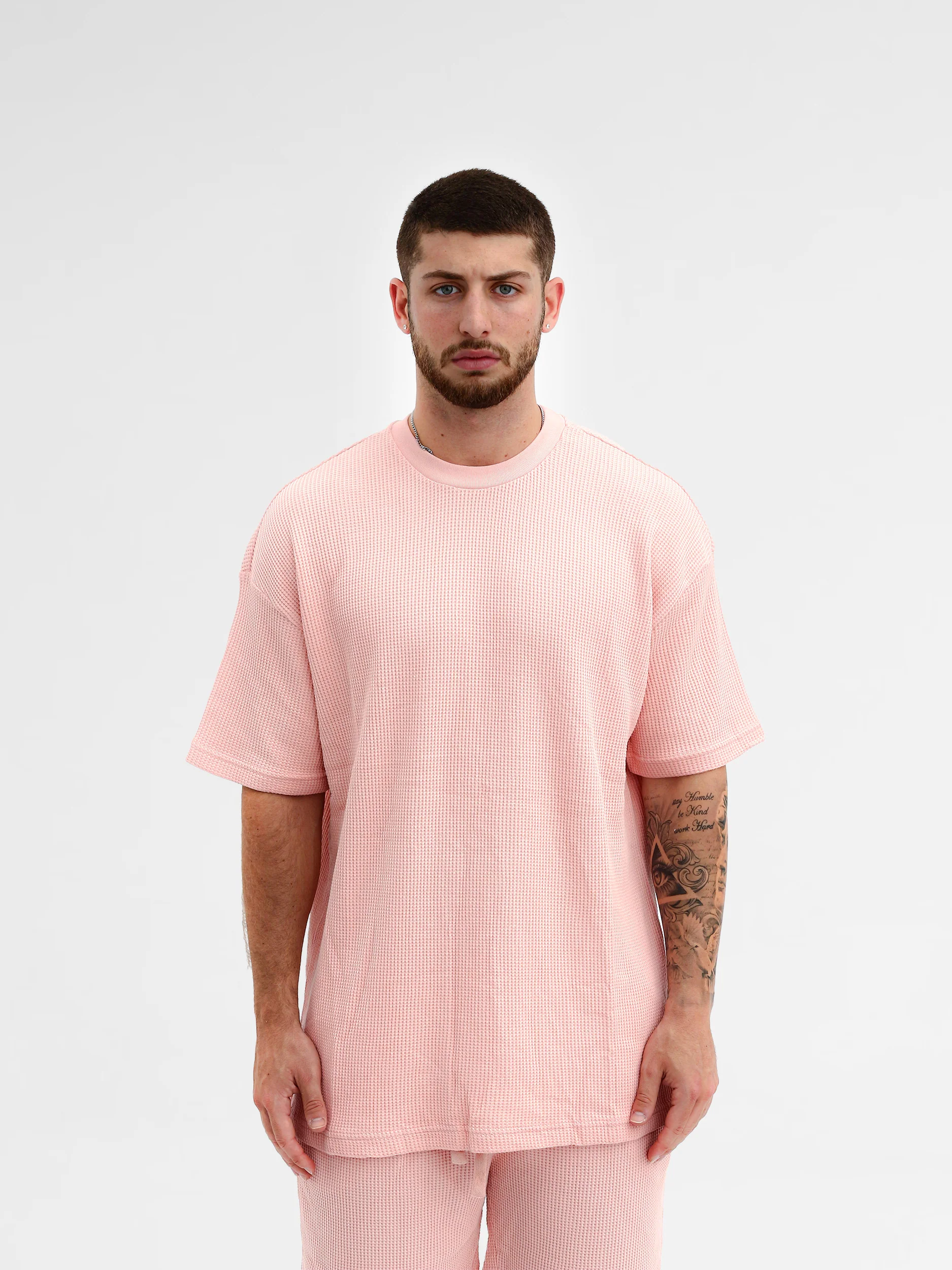 CREW Milano Oversize Set T-Shirt/Pants Waffle Pink - Image 3