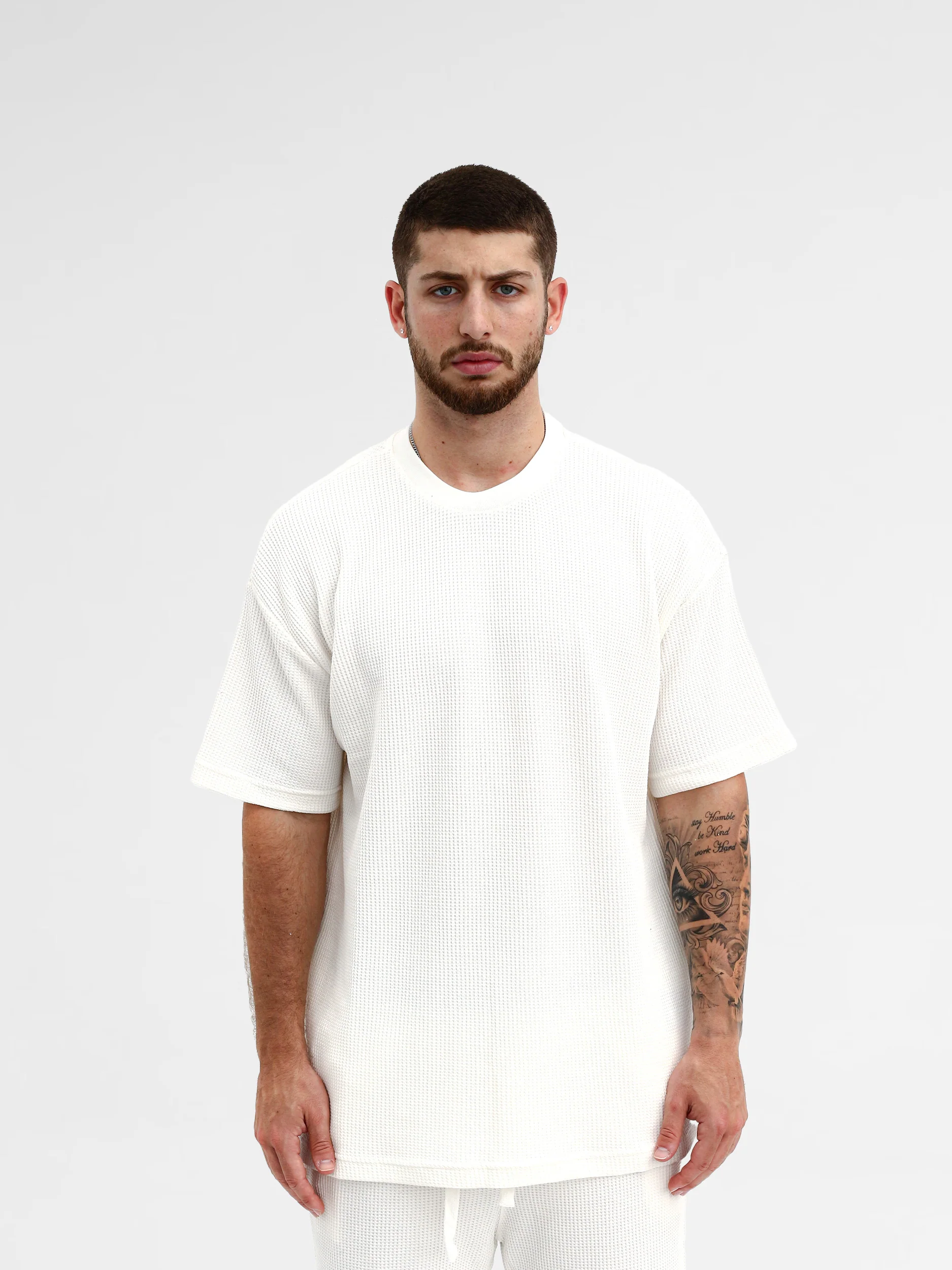 CREW Milano Oversize Set T-Shirt/Pants Waffle White - Image 3