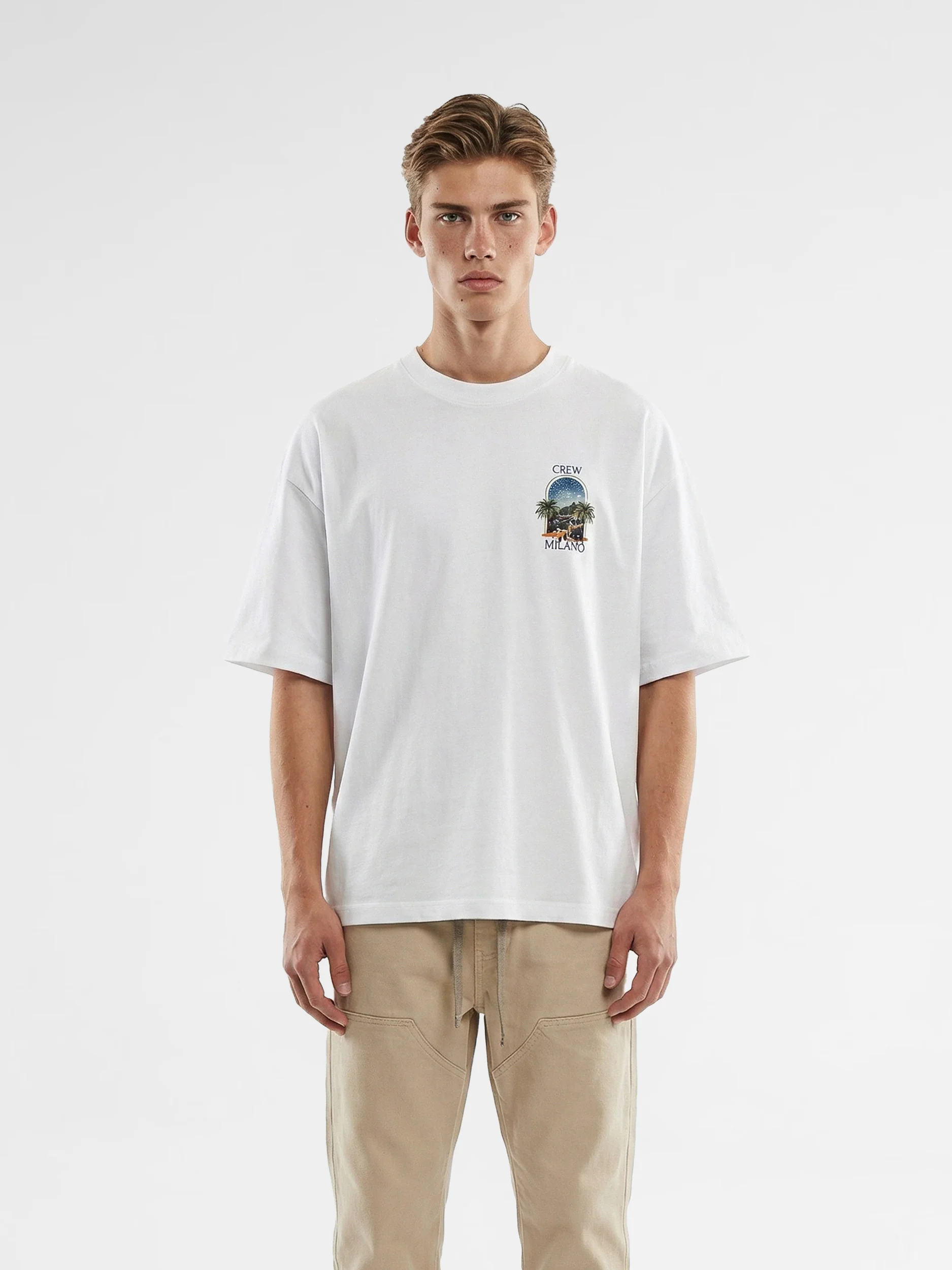 CREW Milano Oversized T-Shirt Logo Print