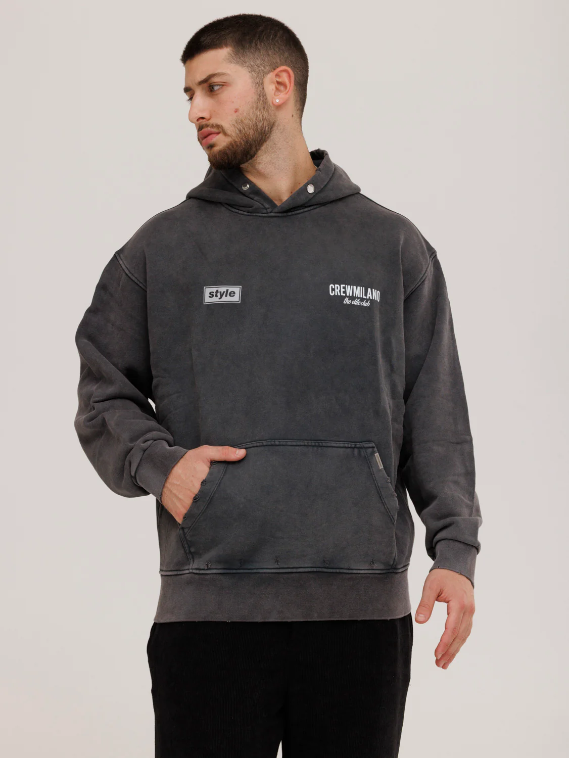CREW MILANO Relax Style Sticker Hoodie - Image 3