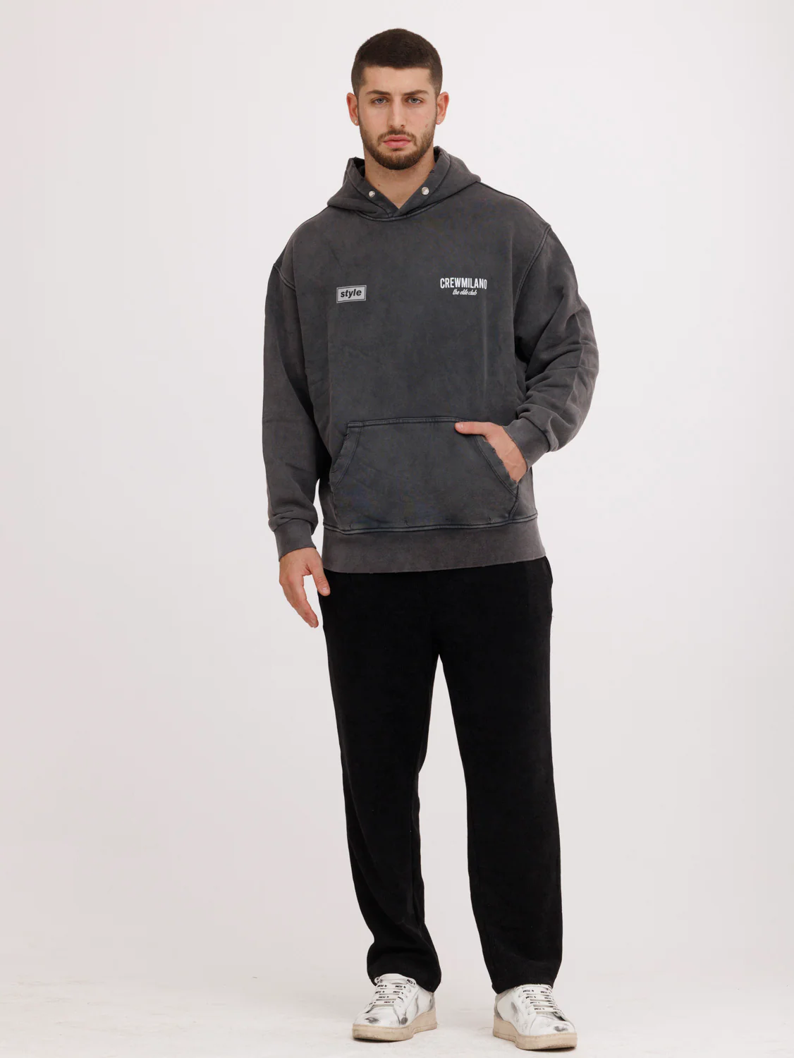 CREW MILANO Relax Style Sticker Hoodie - Image 4