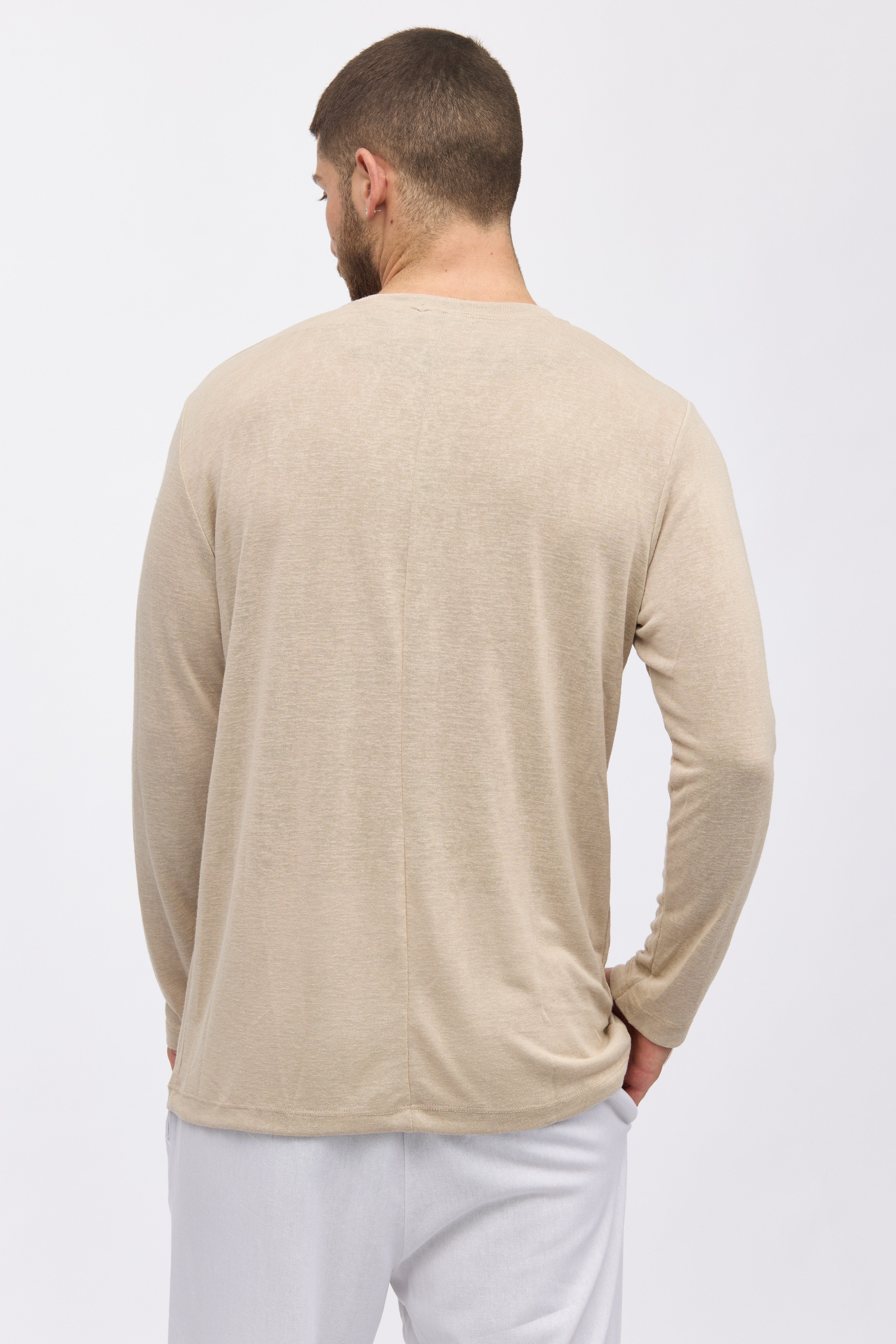 Crew Milano Relaxed Linen Long Sleeve T-Shirt - Image 10